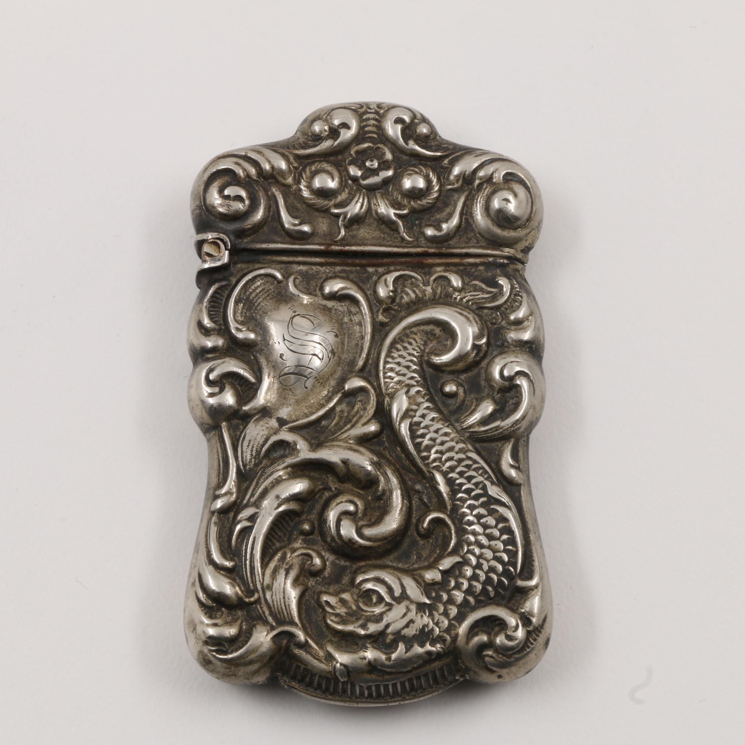 Antique Silveroin Ornate Vesta Case