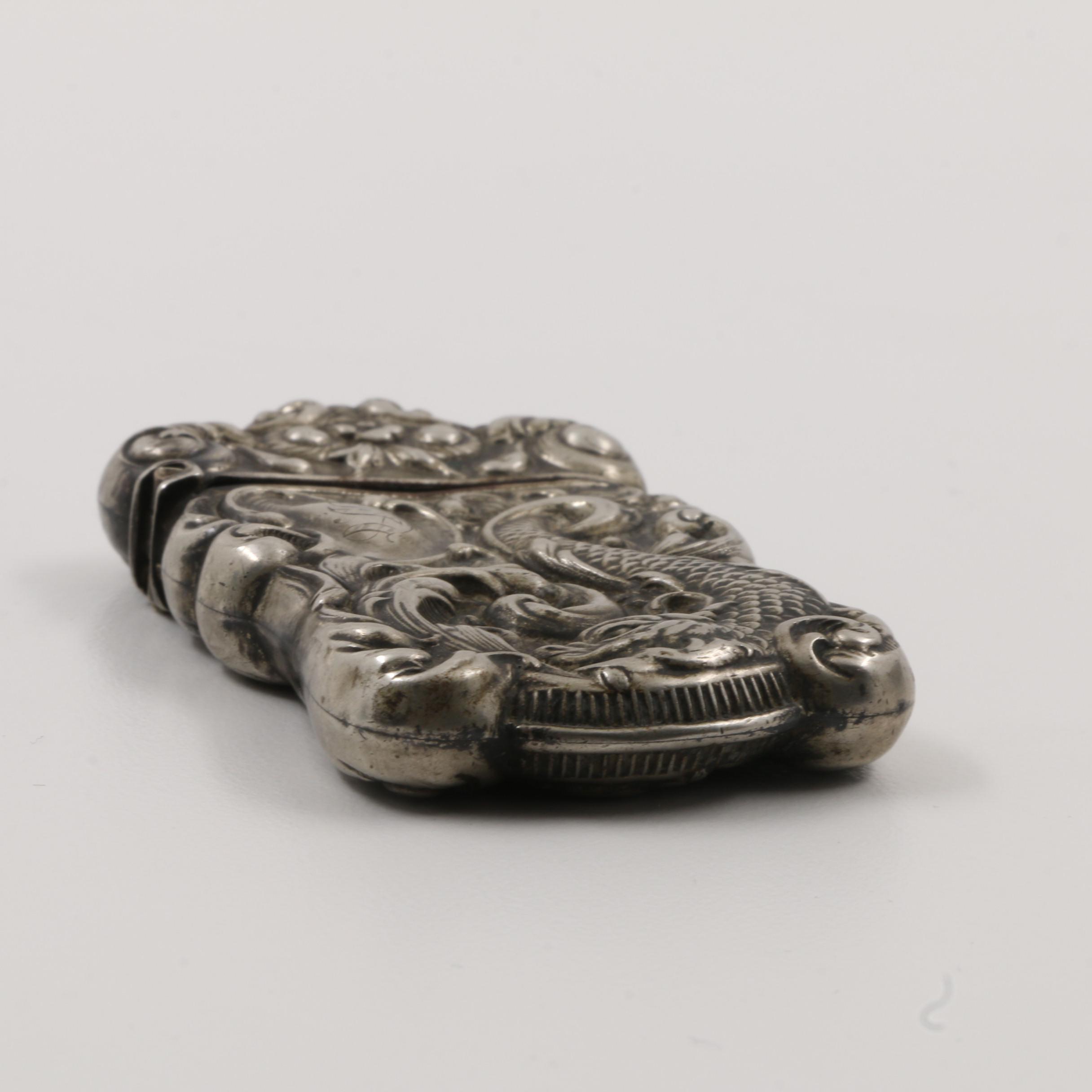 Antique Silveroin Ornate Vesta Case
