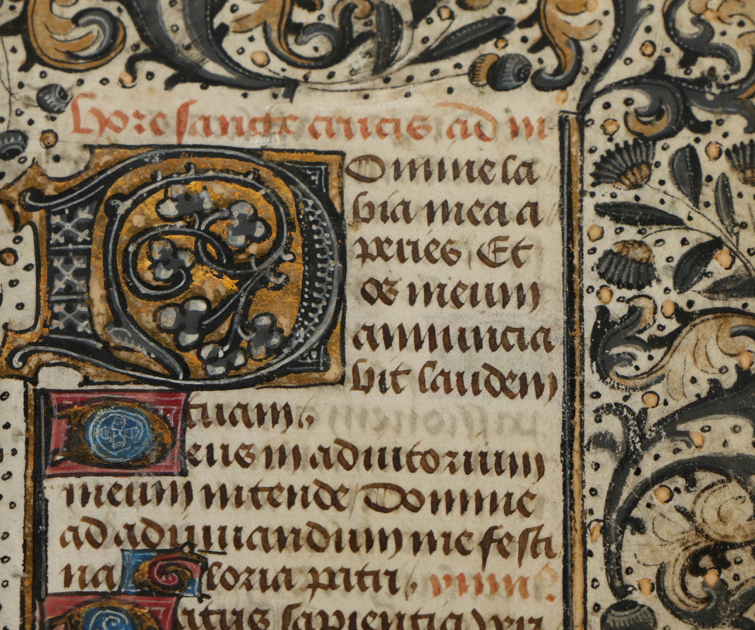 Late 15th-Century Miniature Hand-Painted Vellum Page from French Book of Hours