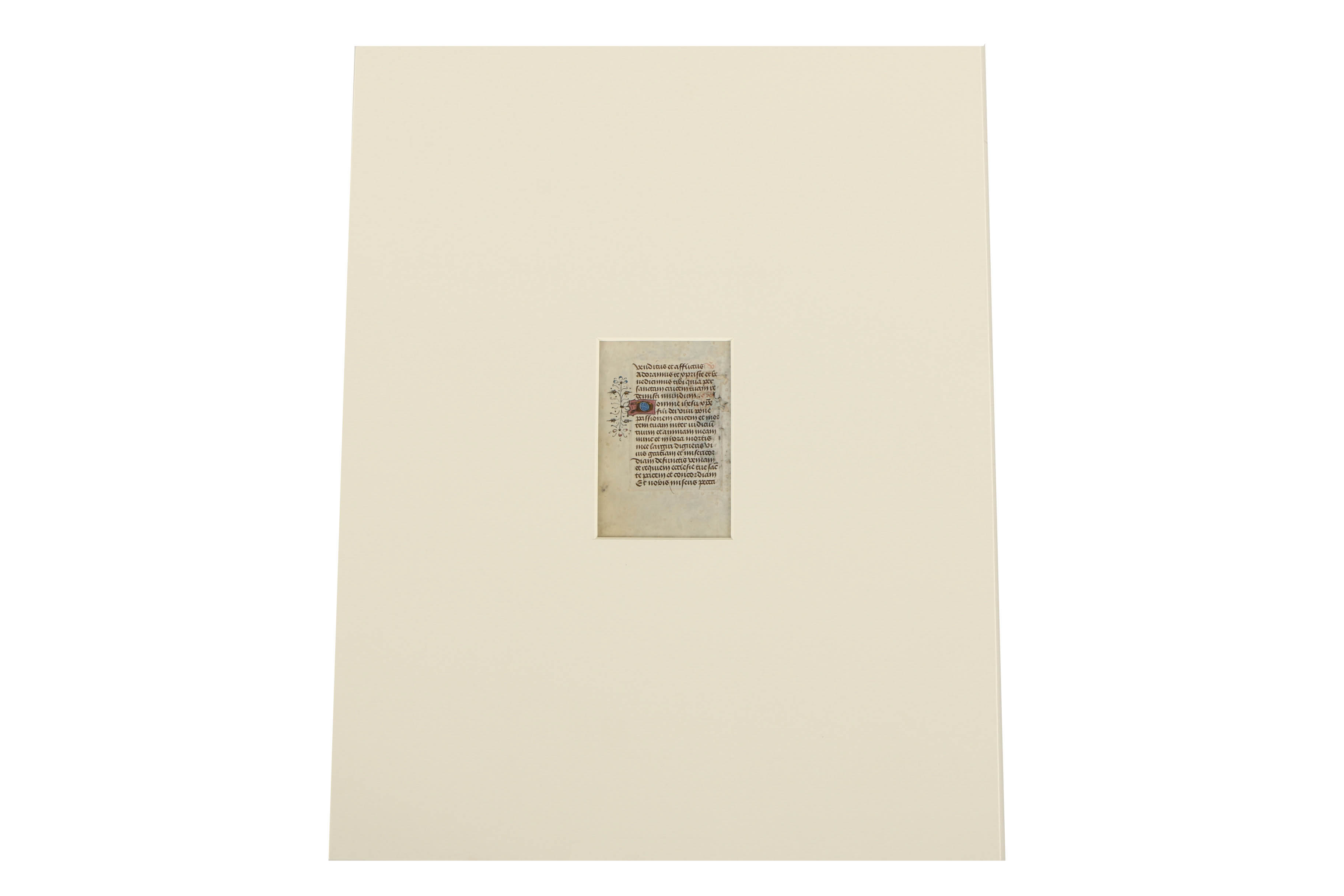 Late 15th-Century Miniature Hand-Painted Vellum Page from French Book of Hours