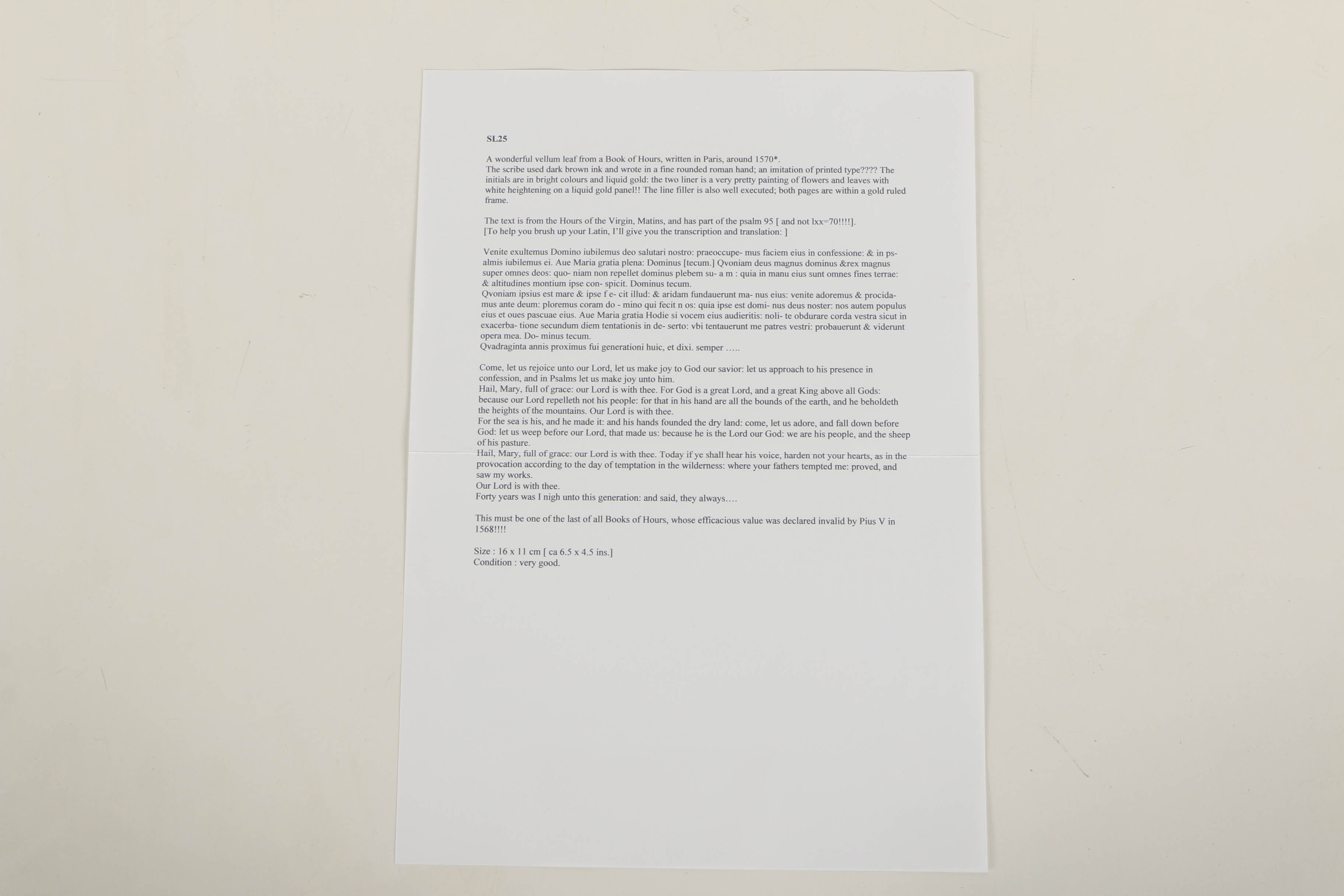 Late 16th-Century Miniature Hand-Painted Vellum Leaves from French Book of Hours