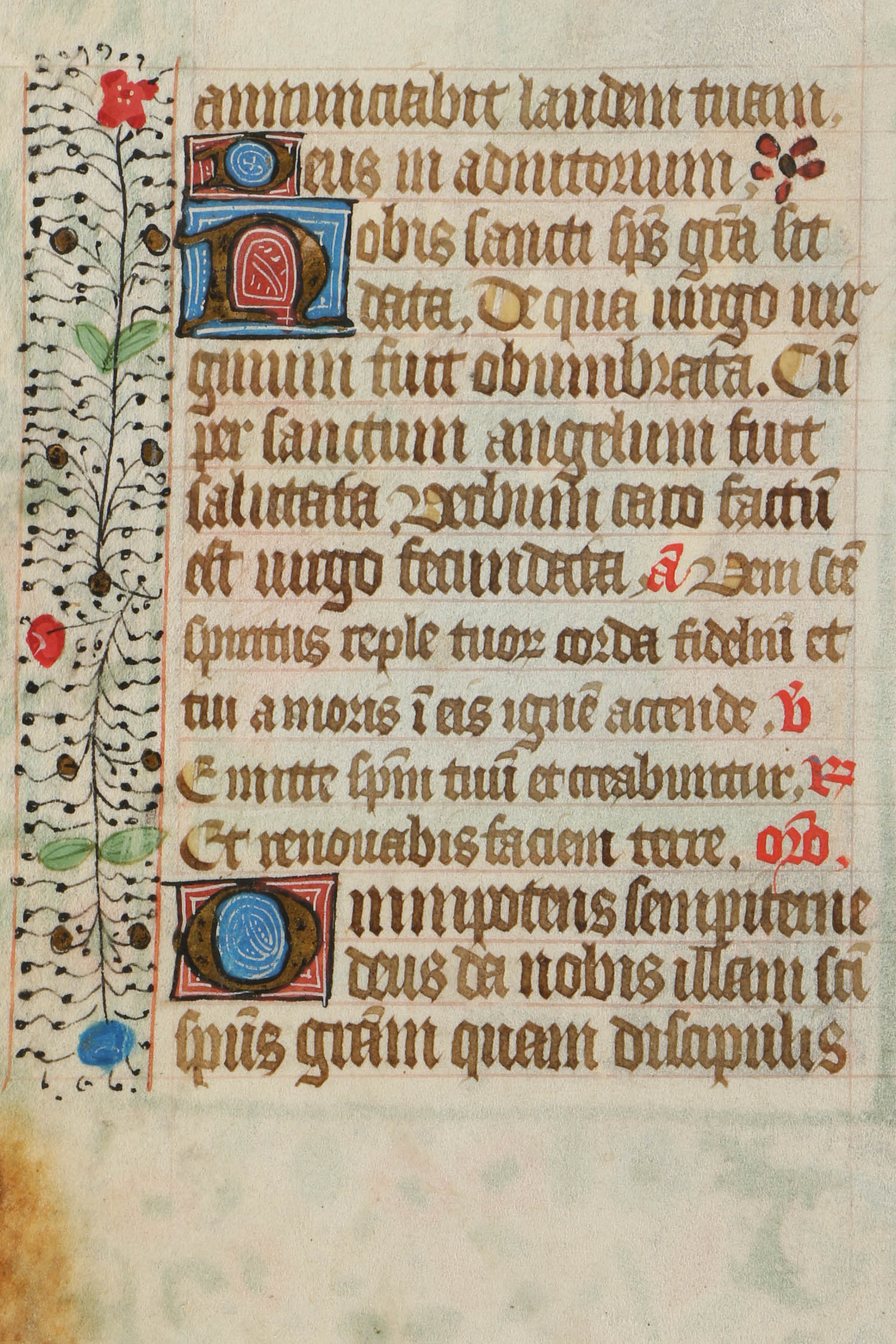 Late 15th-Century Hand-Painted Miniature Illumination from French Book of Hours