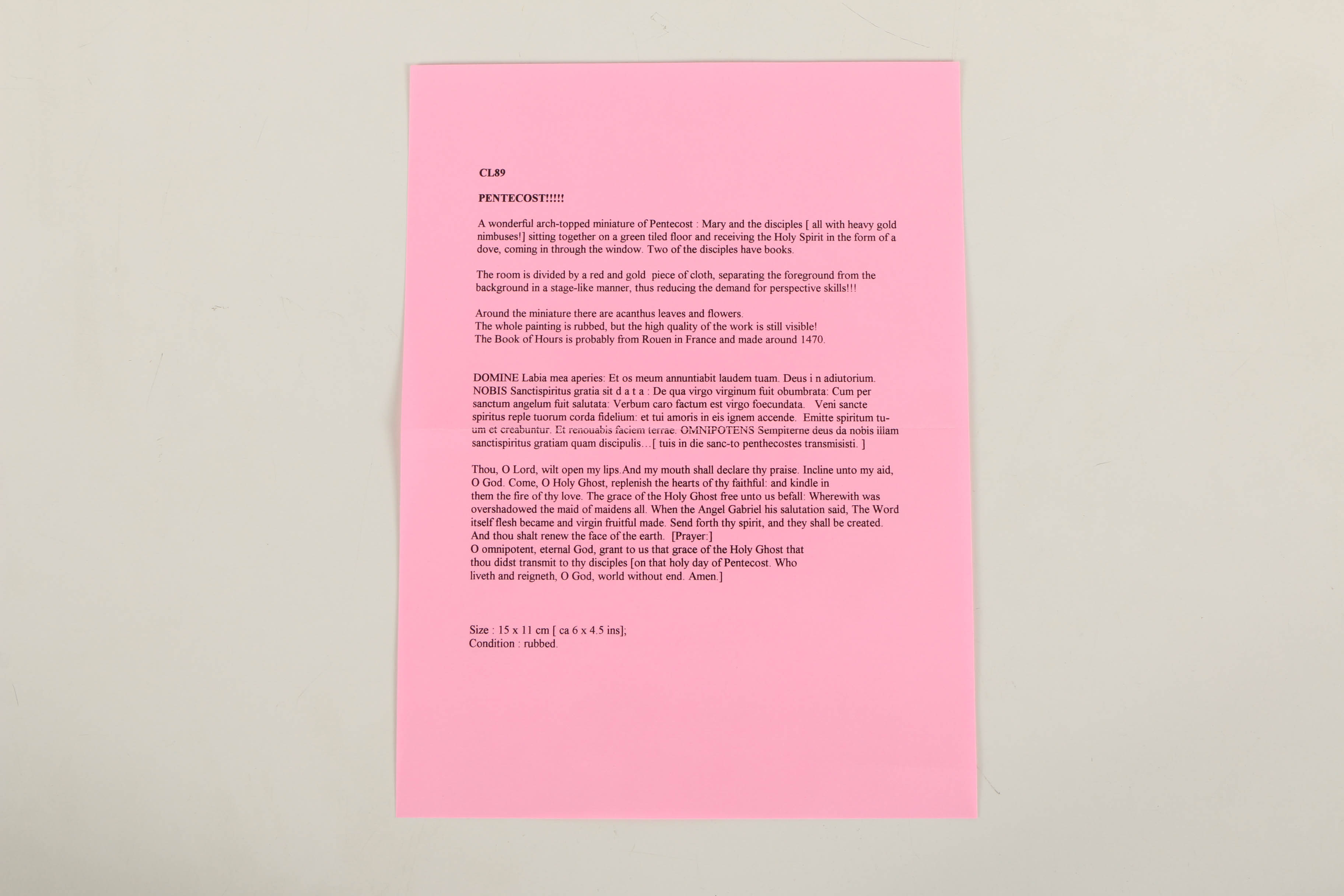 Late 15th-Century Hand-Painted Miniature Illumination from French Book of Hours