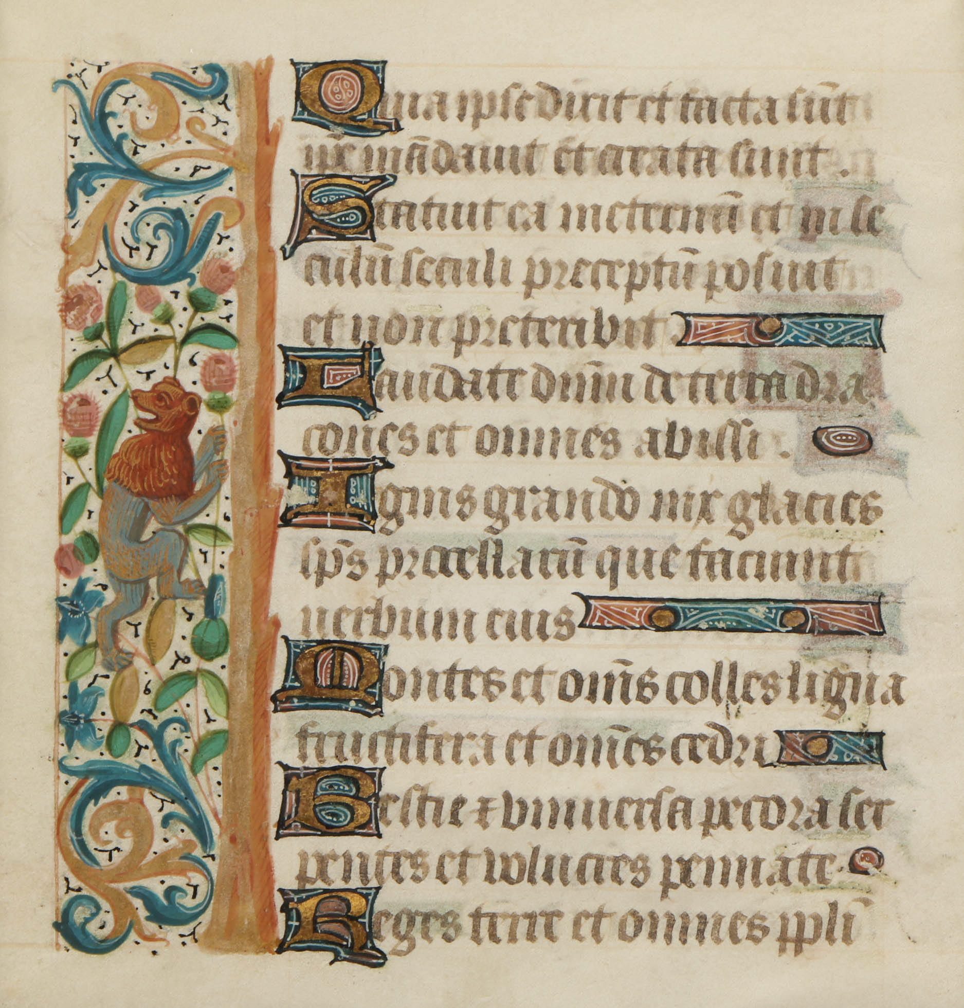 Late 15th-Century Hand-Painted Vellum Pages from a French Book of Hours