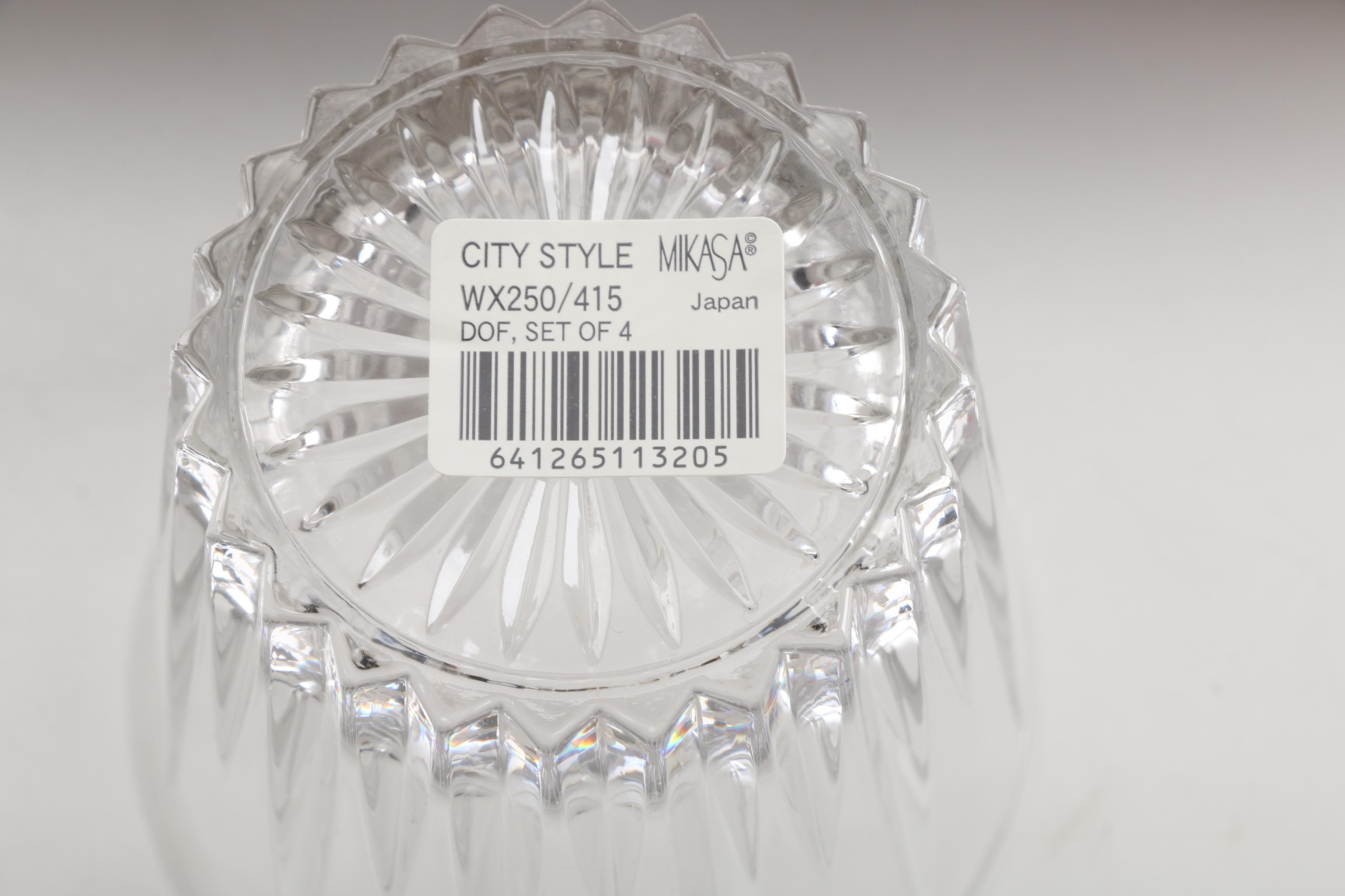 Mikasa Crystal "City Style" Ice Bucket and Old Fashion Tumblers