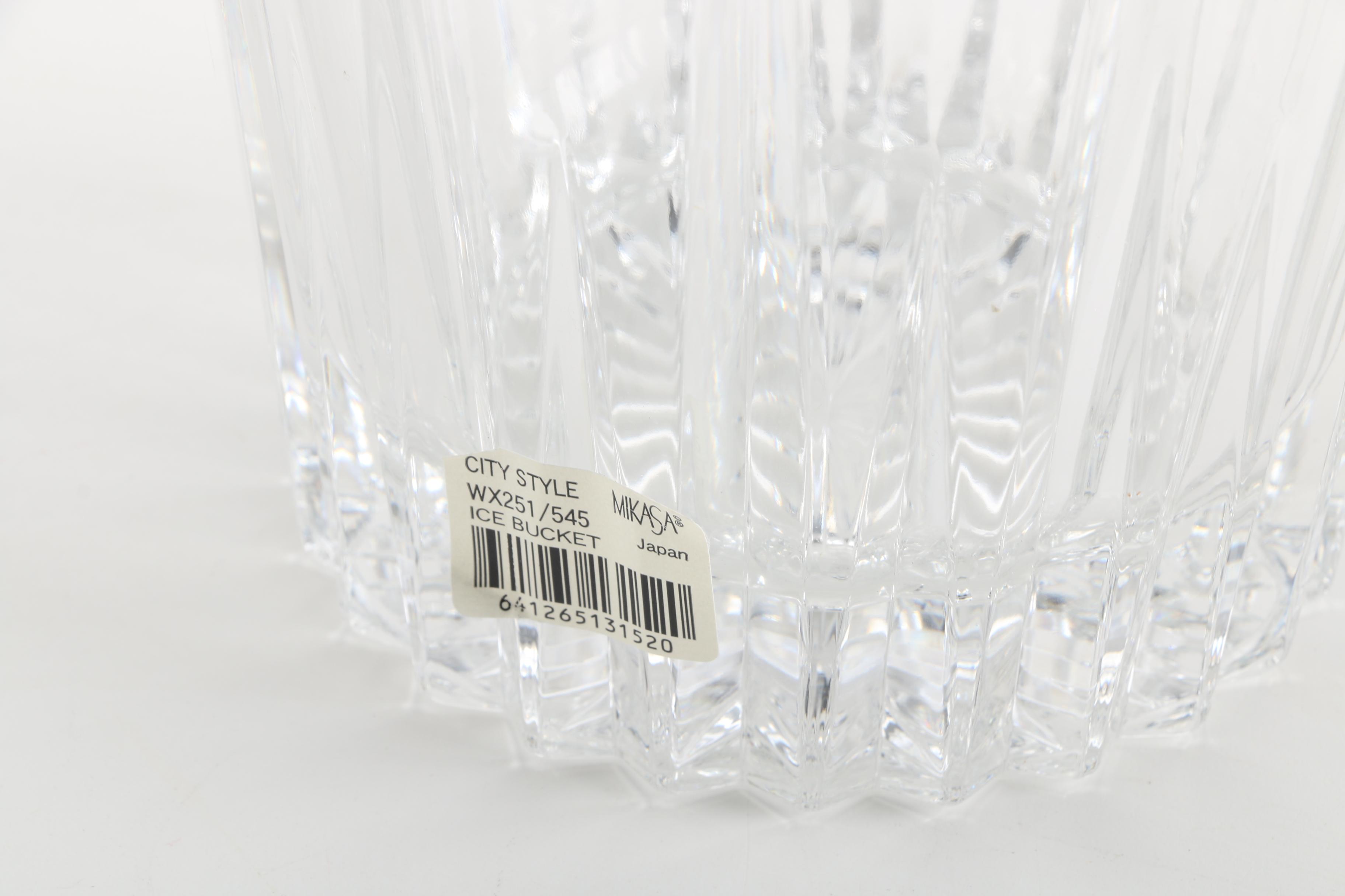 Mikasa Crystal "City Style" Ice Bucket and Old Fashion Tumblers