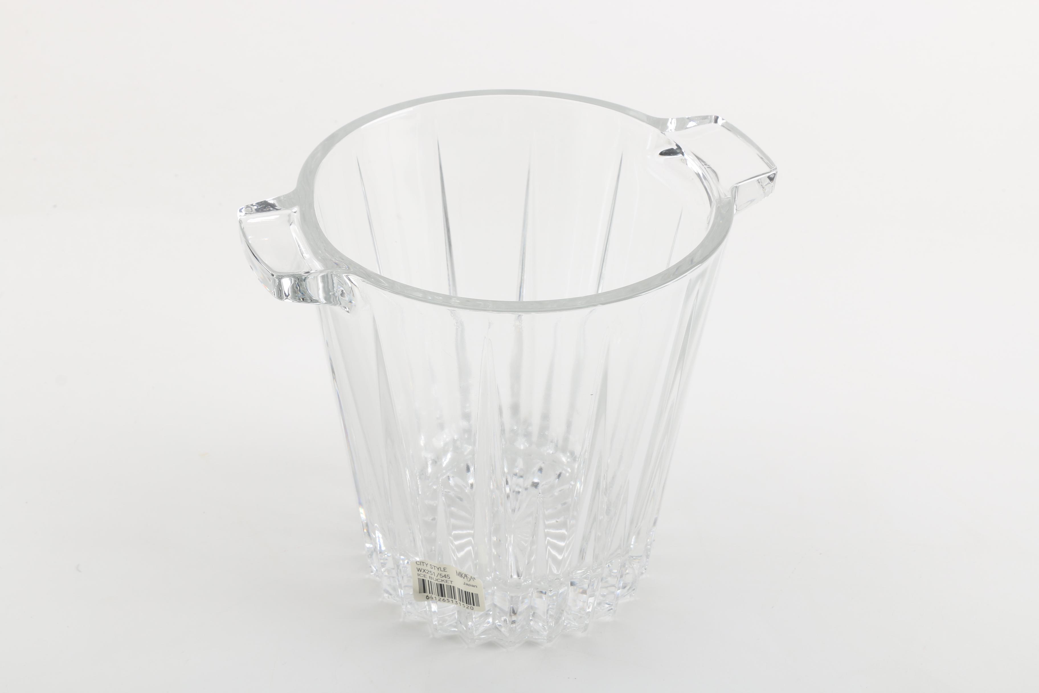 Mikasa Crystal "City Style" Ice Bucket and Old Fashion Tumblers