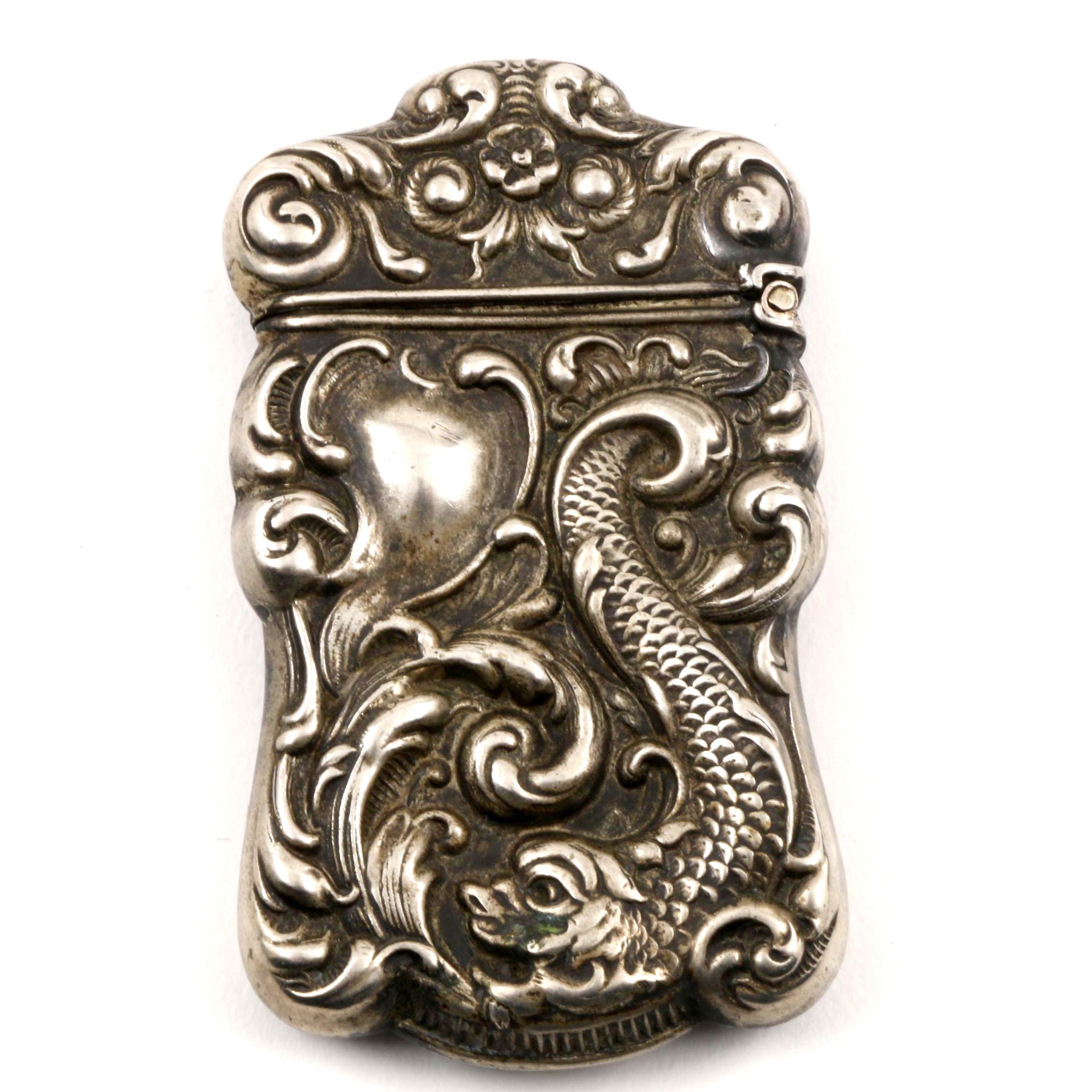 Antique Silveroin Ornate Vesta Case