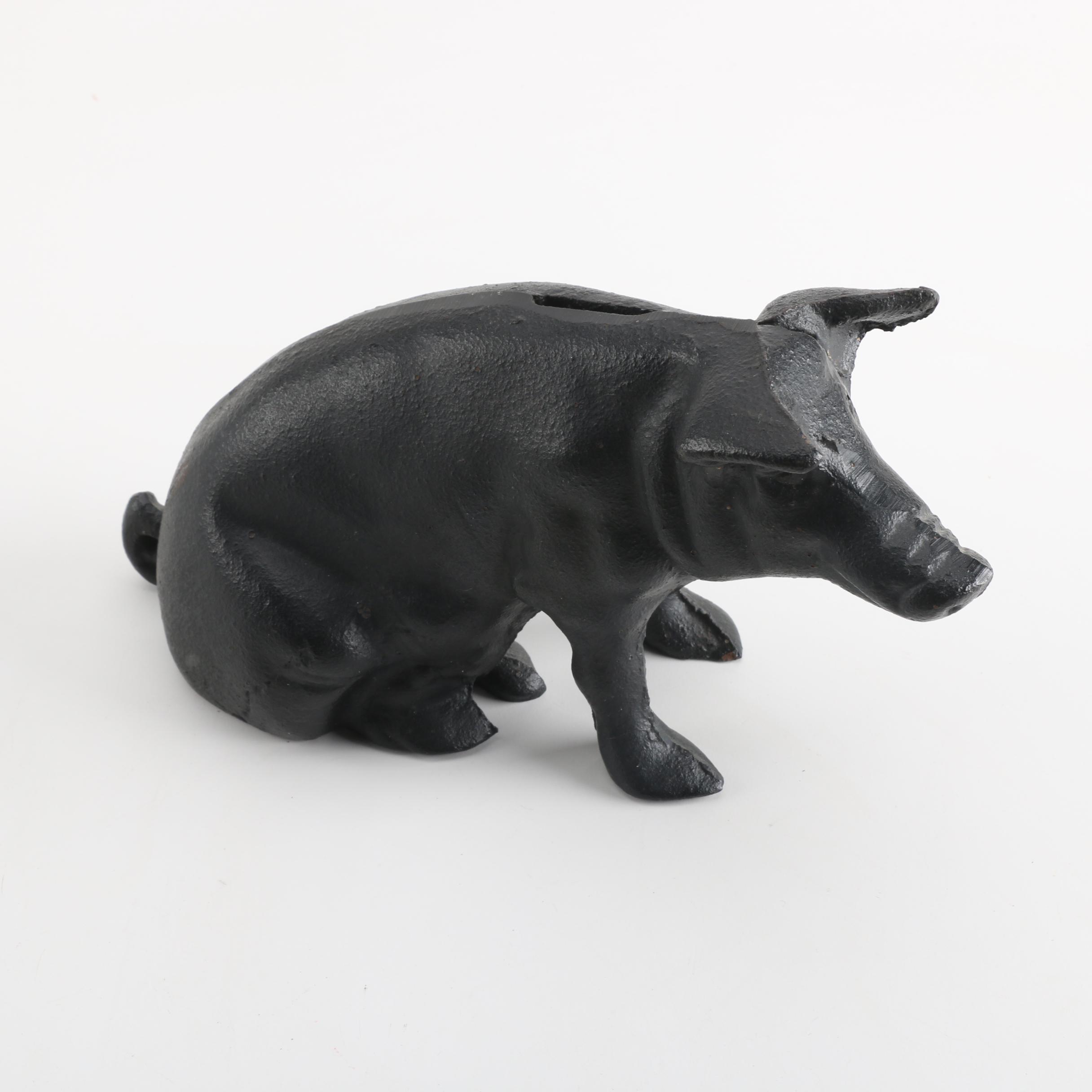 Cast Iron Pig Coin Bank