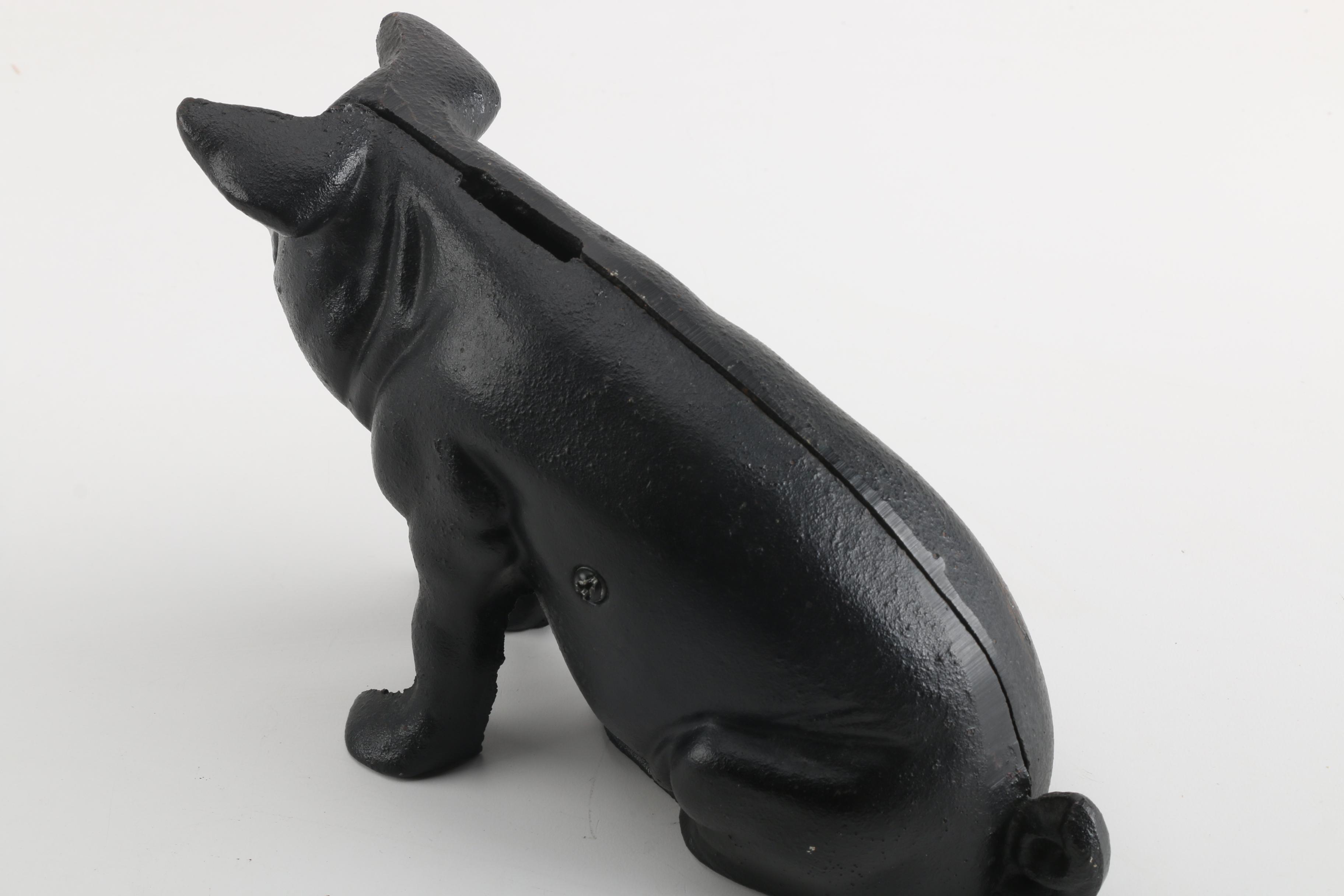 Cast Iron Pig Coin Bank