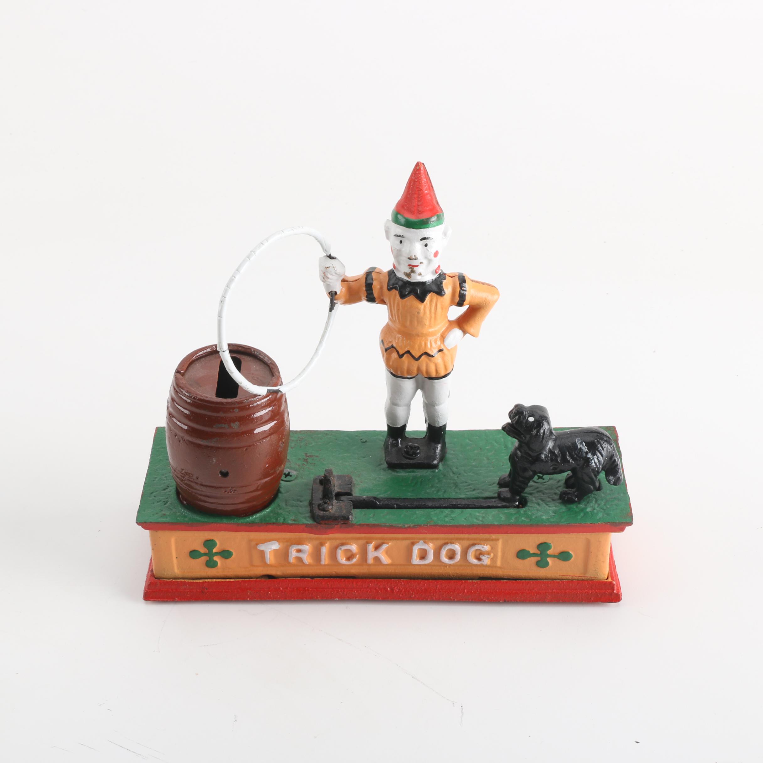 "Trick Dog" Mechanical Cast Iron Bank