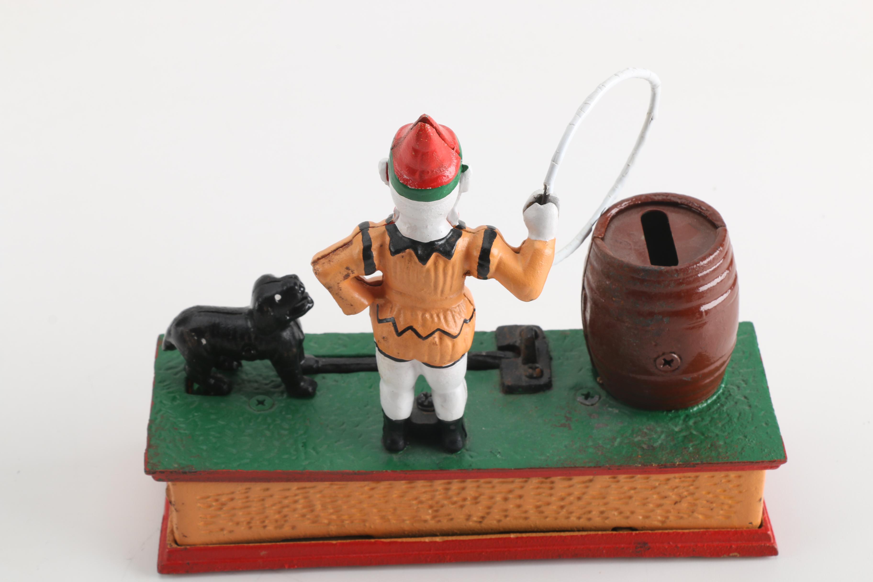 "Trick Dog" Mechanical Cast Iron Bank