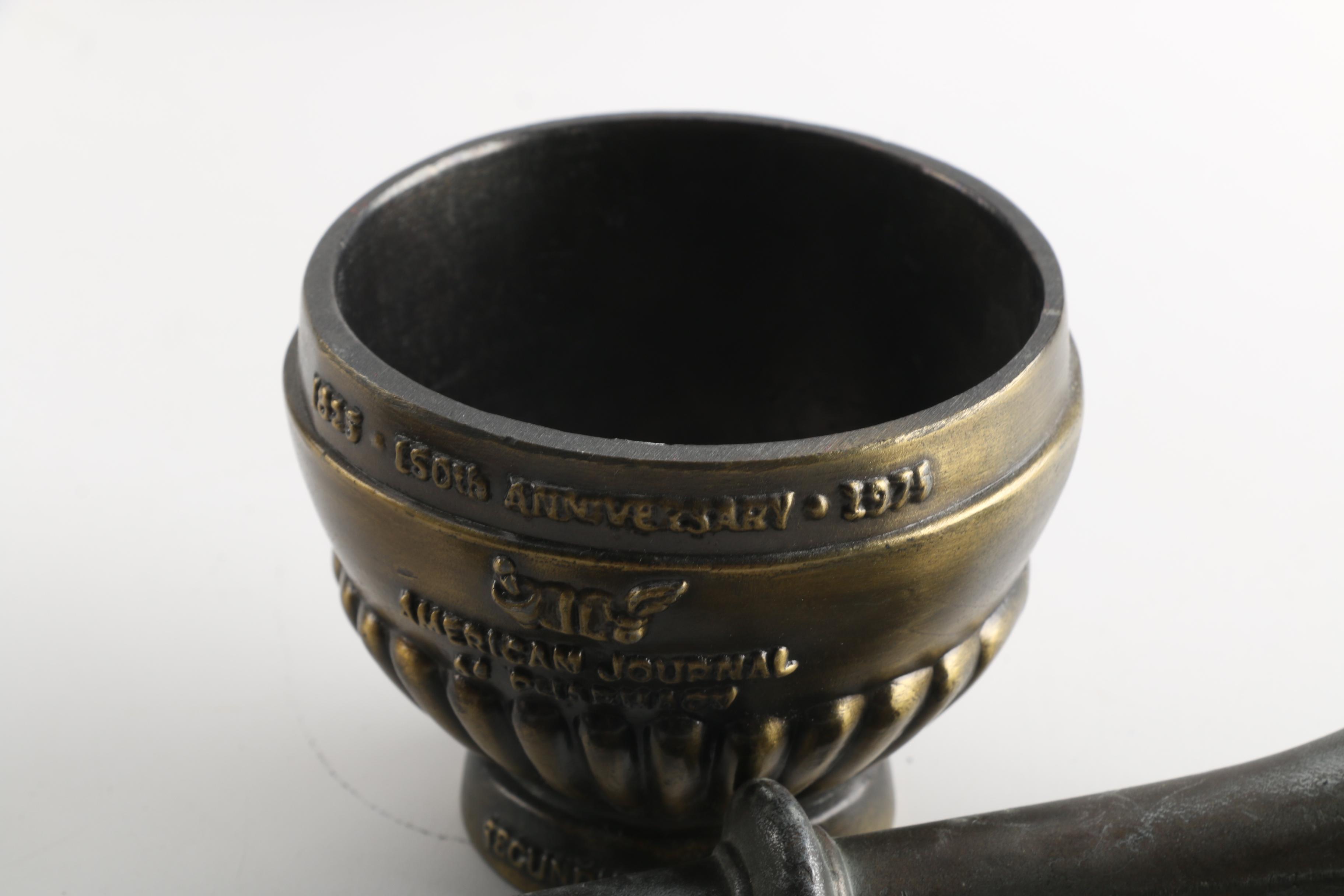 Vintage Cast Metal Commemorative Mortar and Pestles