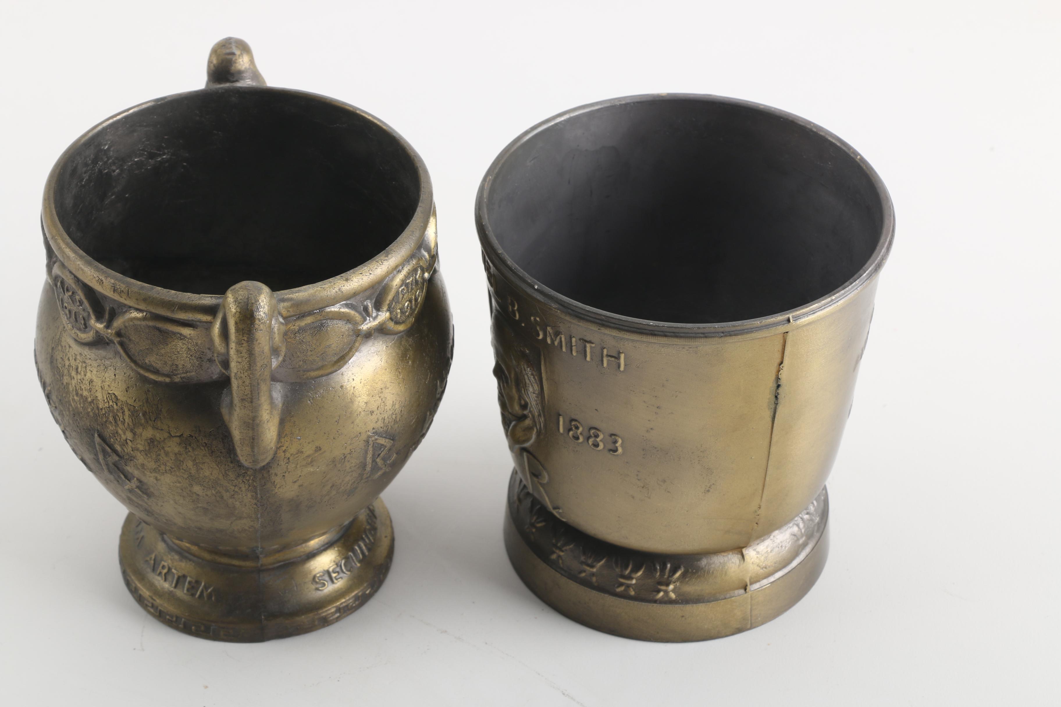 Vintage Cast Metal Commemorative Mortar and Pestles
