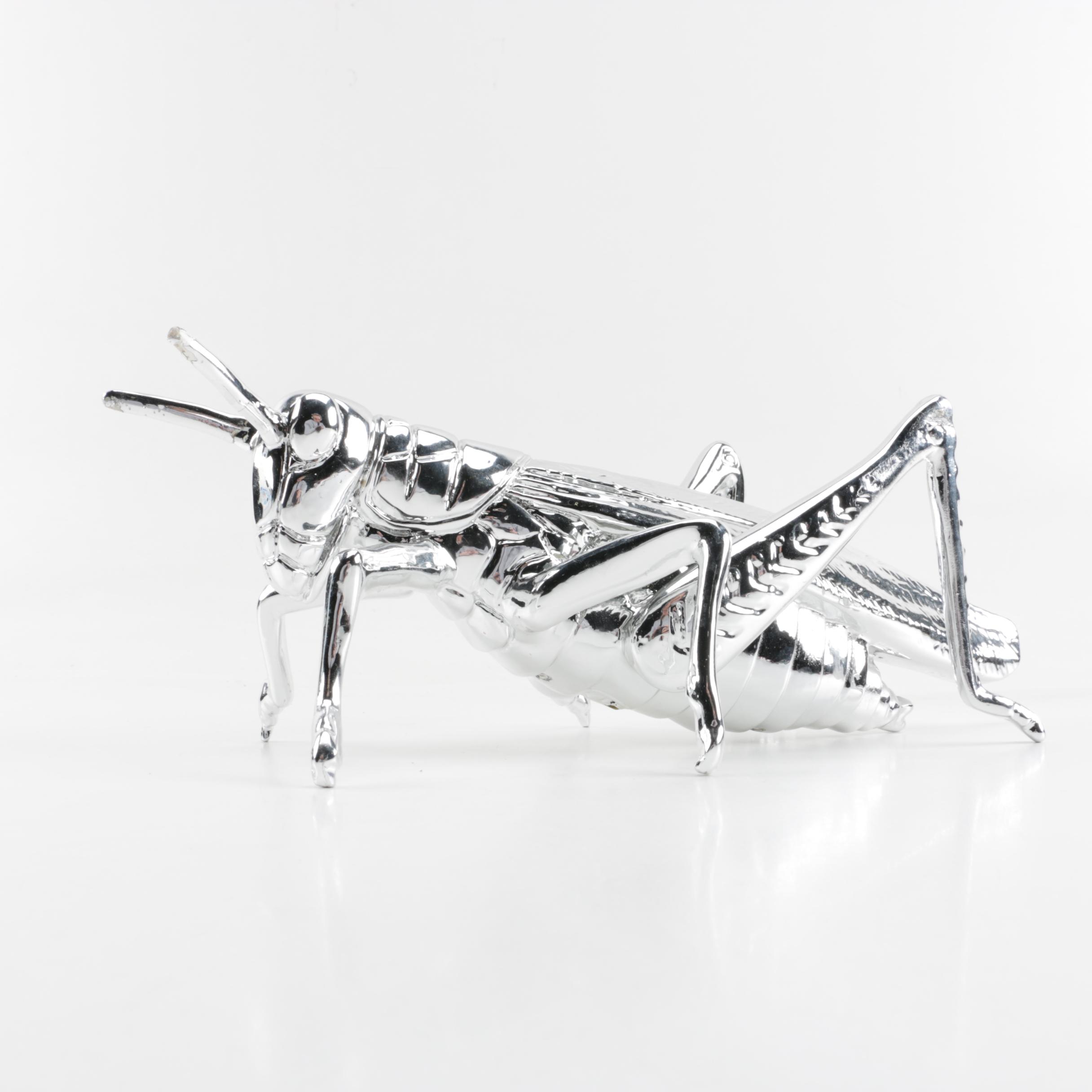 Chrome Toned Cricket Figurine