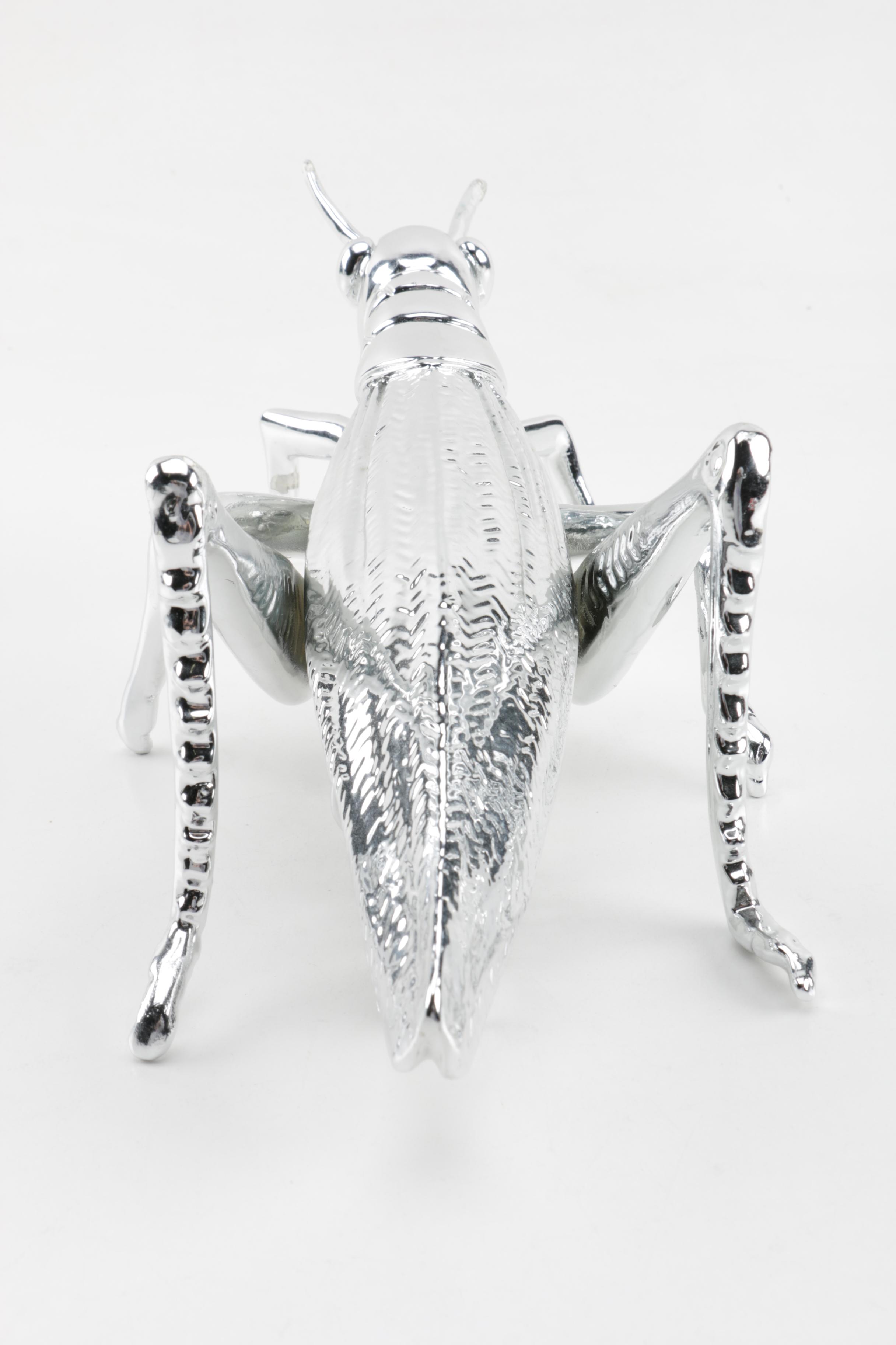 Chrome Toned Cricket Figurine