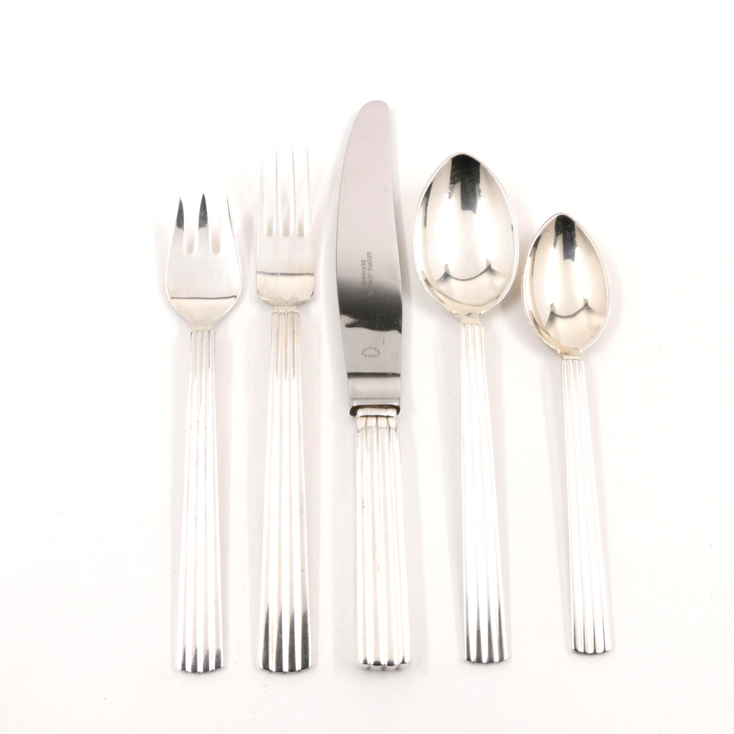 Danish Modern Georg Jensen "Bernadotte" Silver Plate Flatware