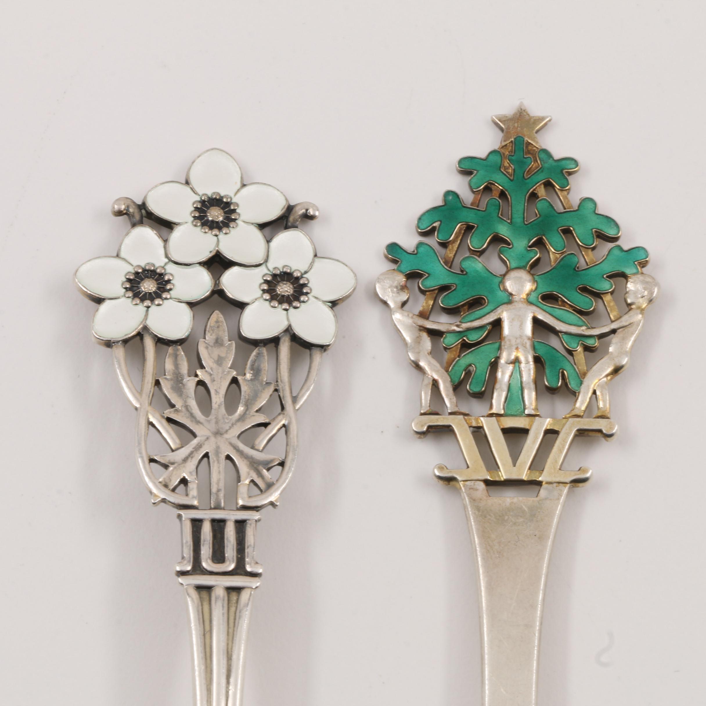 1929 and 1932 Anton Michelsen Sterling Silver Christmas Spoon and Fork