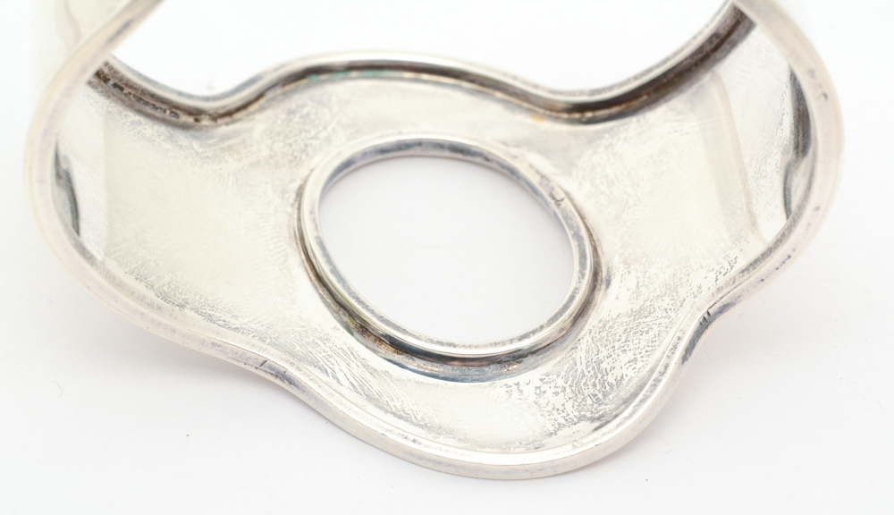 Sterling Silver Modernist Style Oval Cuff Bracelet