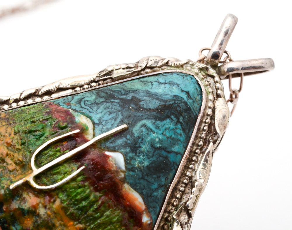 Unusual Sterling Silver Pendant Necklace