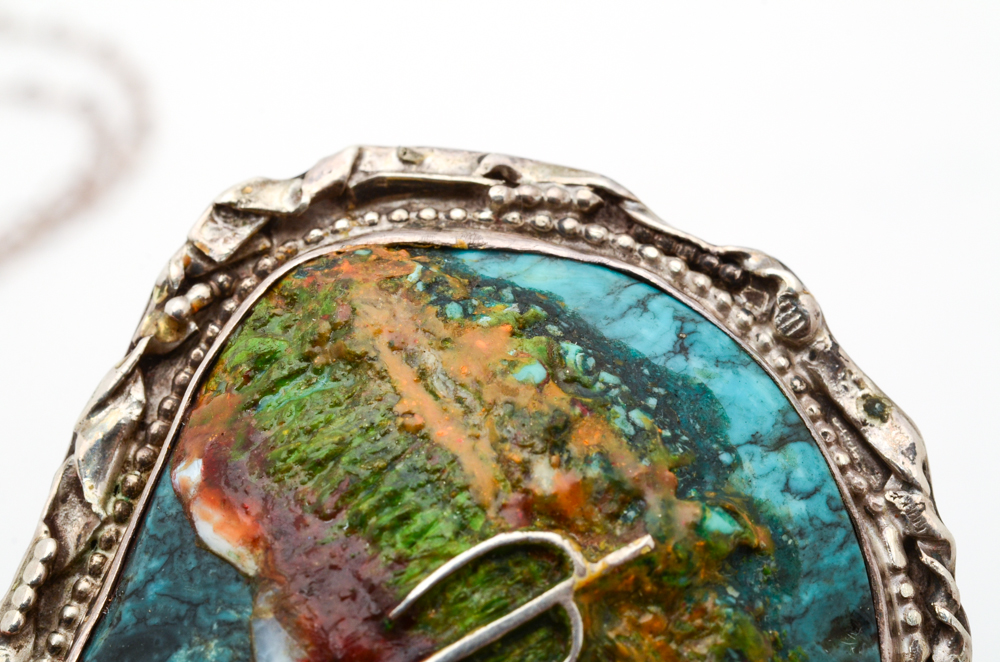 Unusual Sterling Silver Pendant Necklace