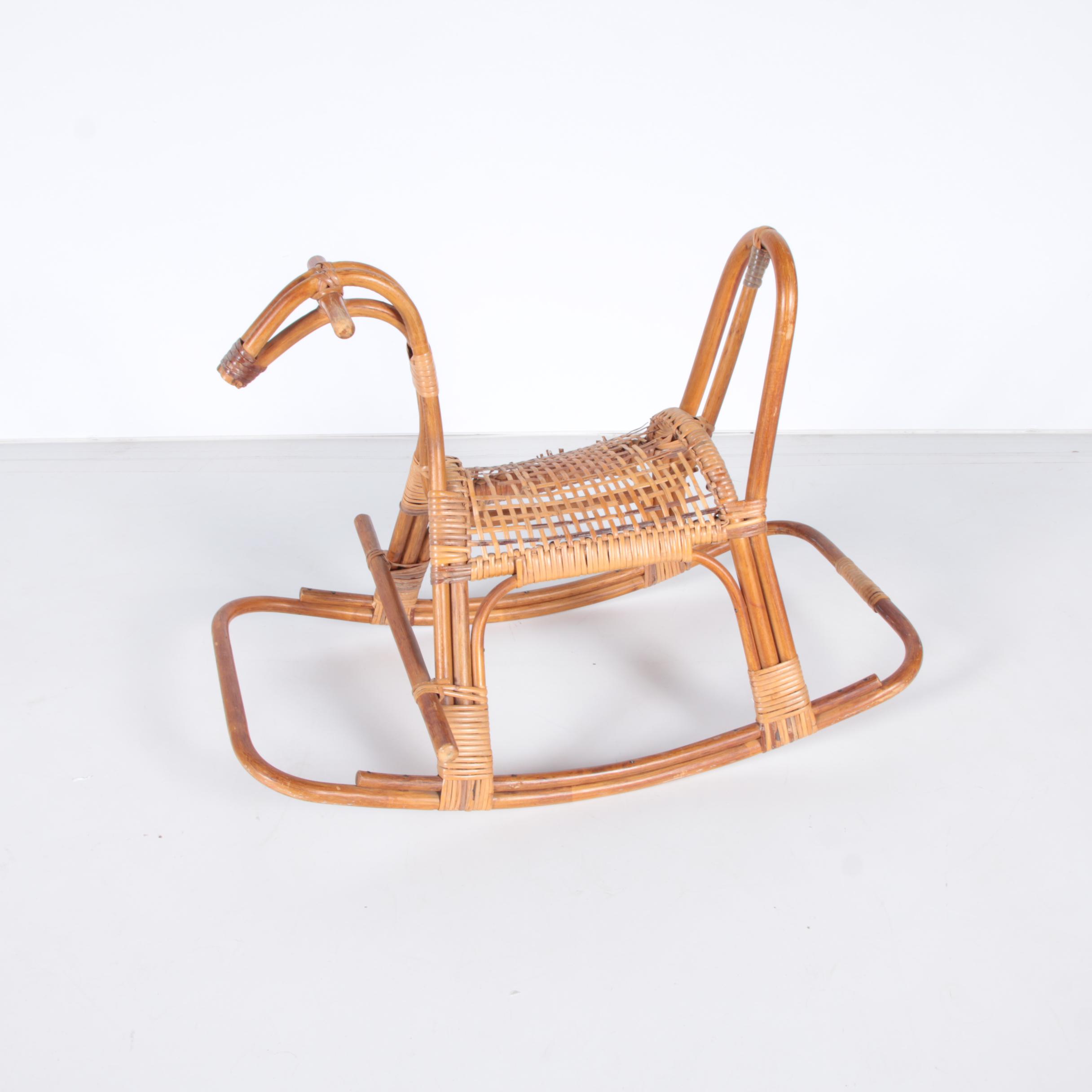 Rattan Rocking Horse With Woven Seat