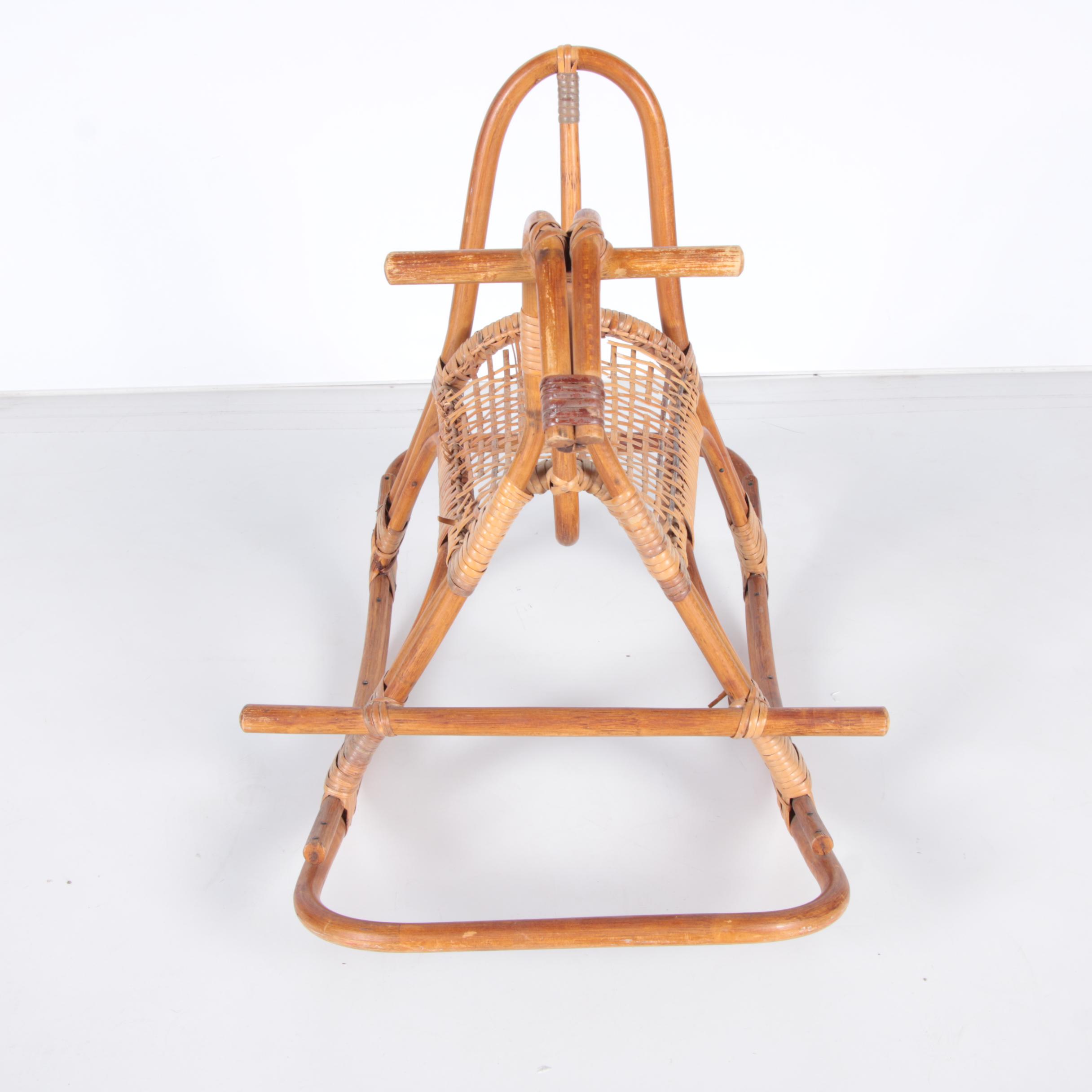Rattan Rocking Horse With Woven Seat