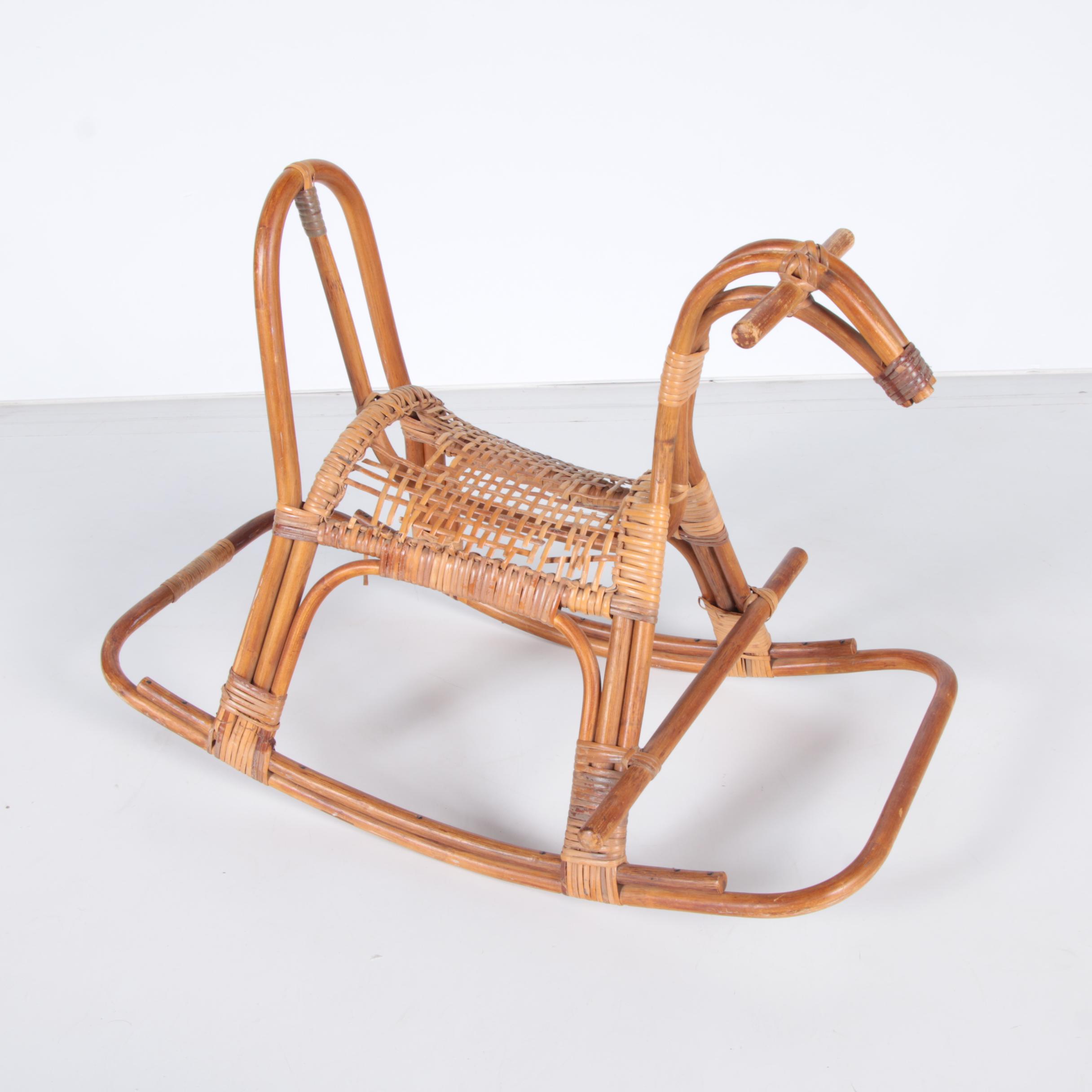 Rattan Rocking Horse With Woven Seat