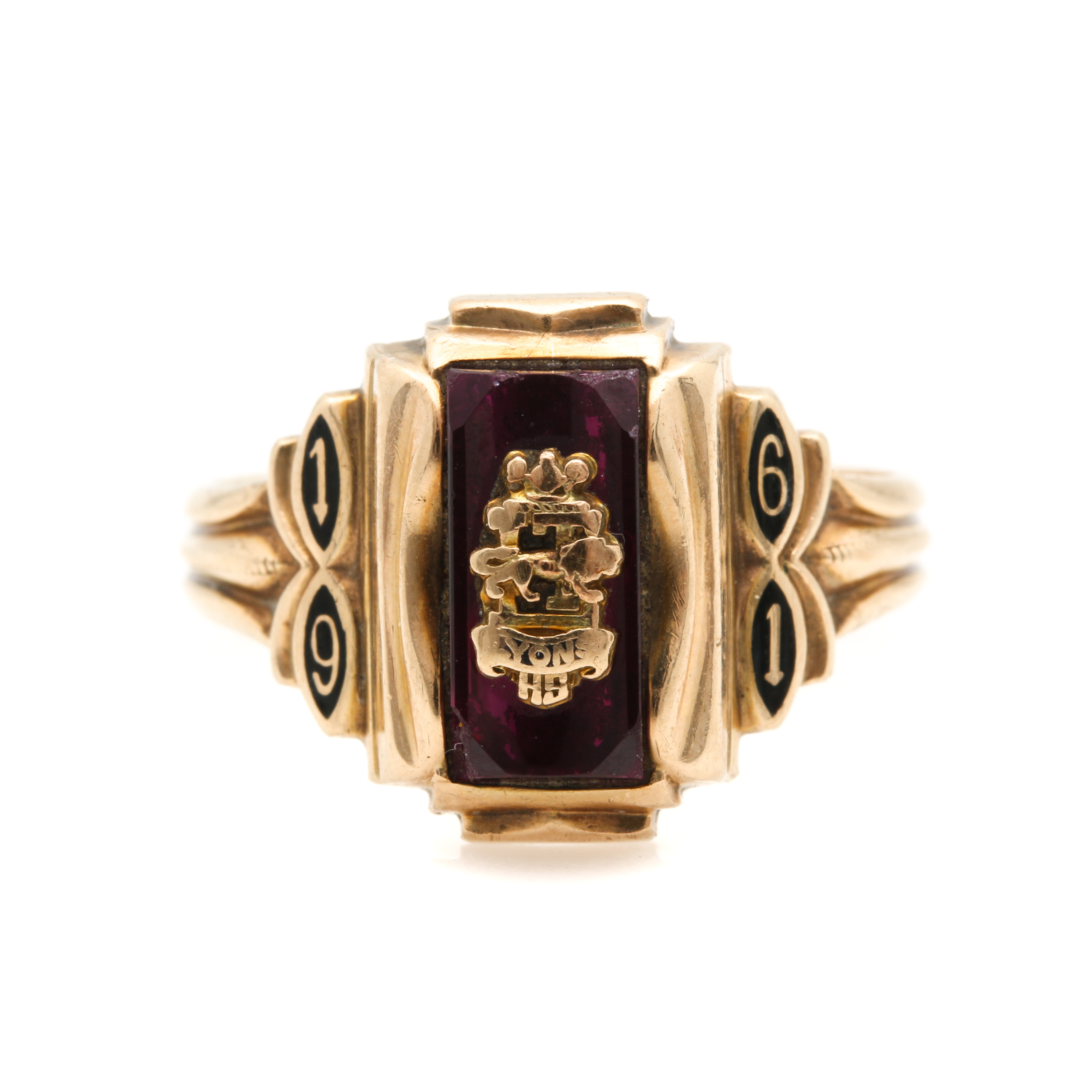 Vintage Herff Jones 10K Yellow Gold Ruby Class Ring