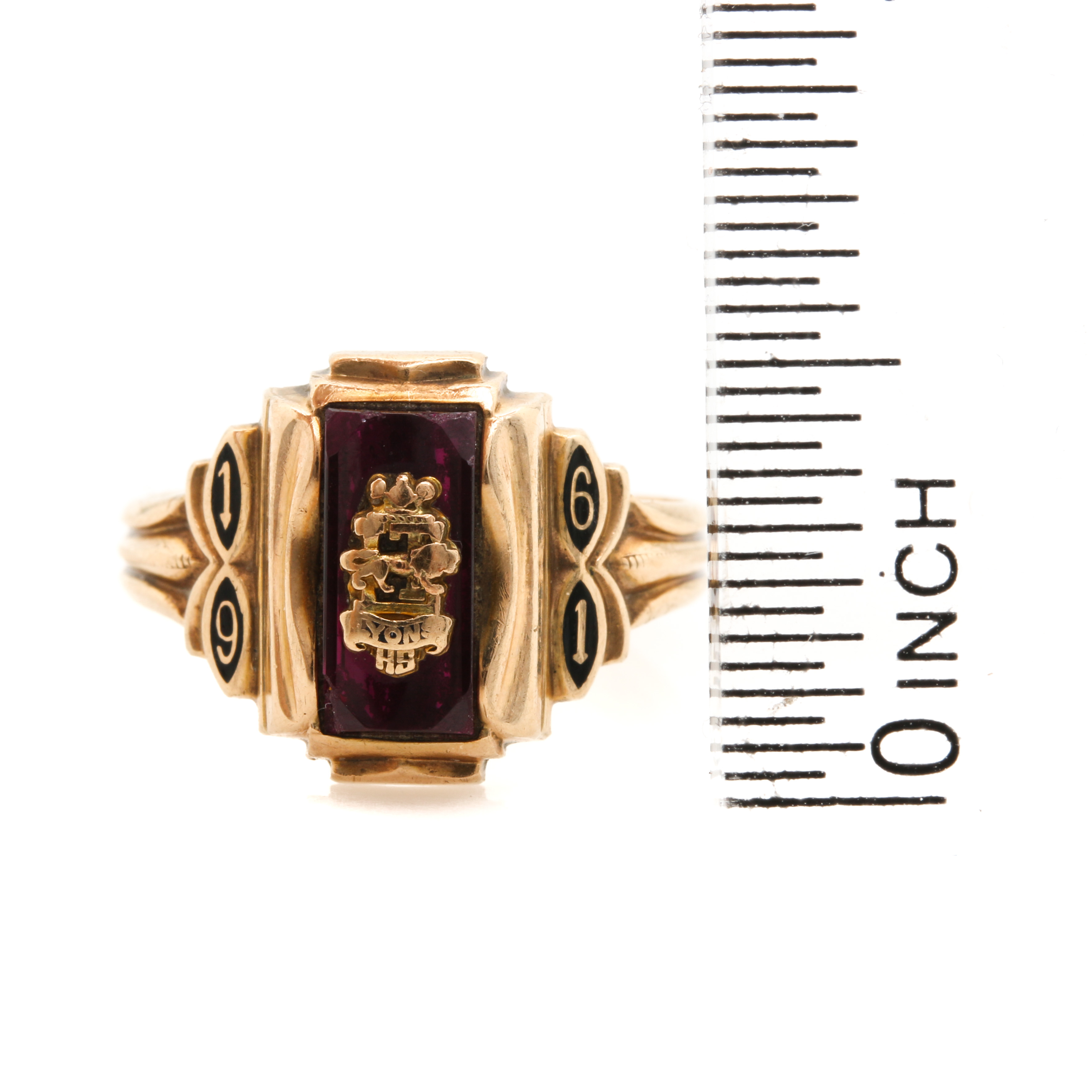 Vintage Herff Jones 10K Yellow Gold Ruby Class Ring