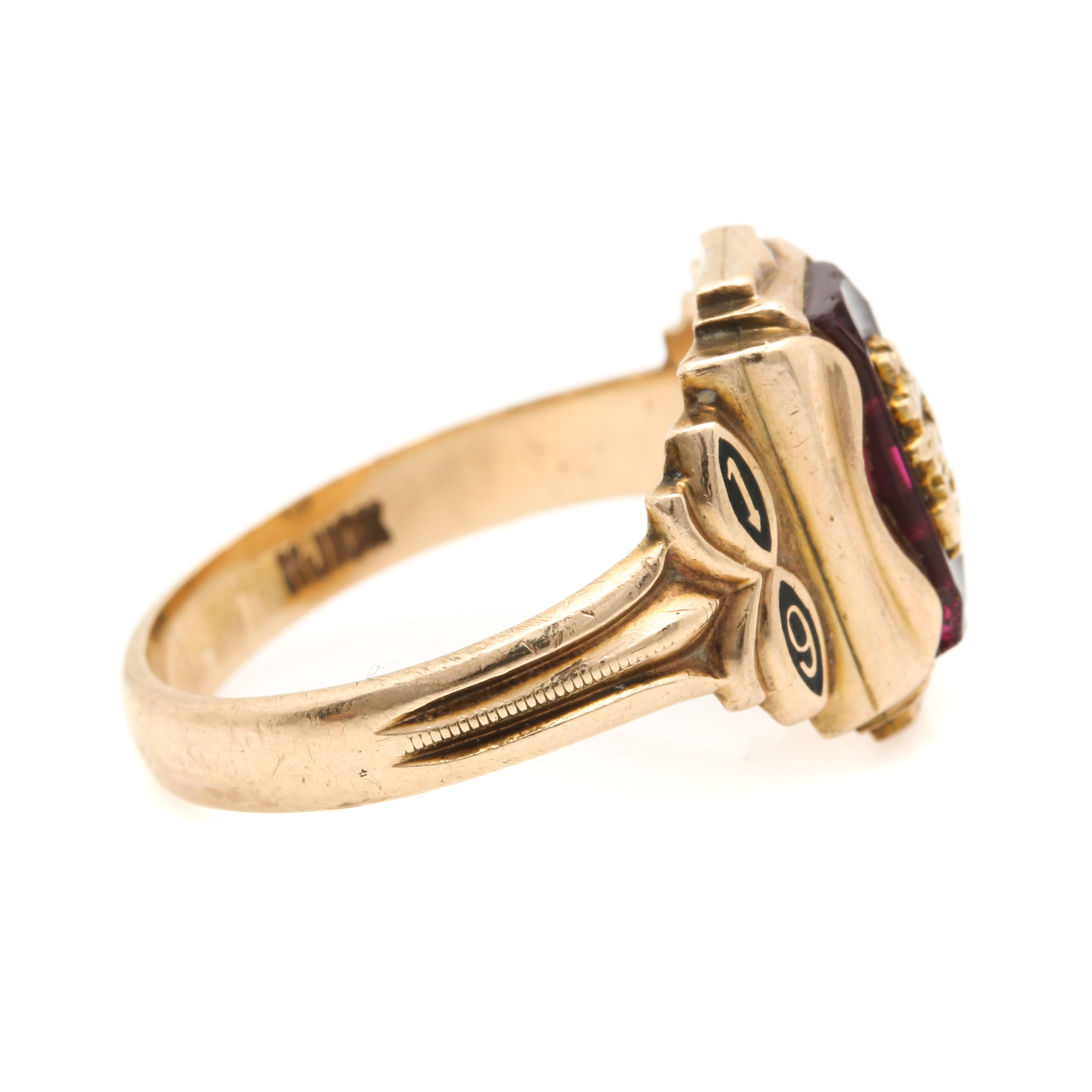 Vintage Herff Jones 10K Yellow Gold Ruby Class Ring