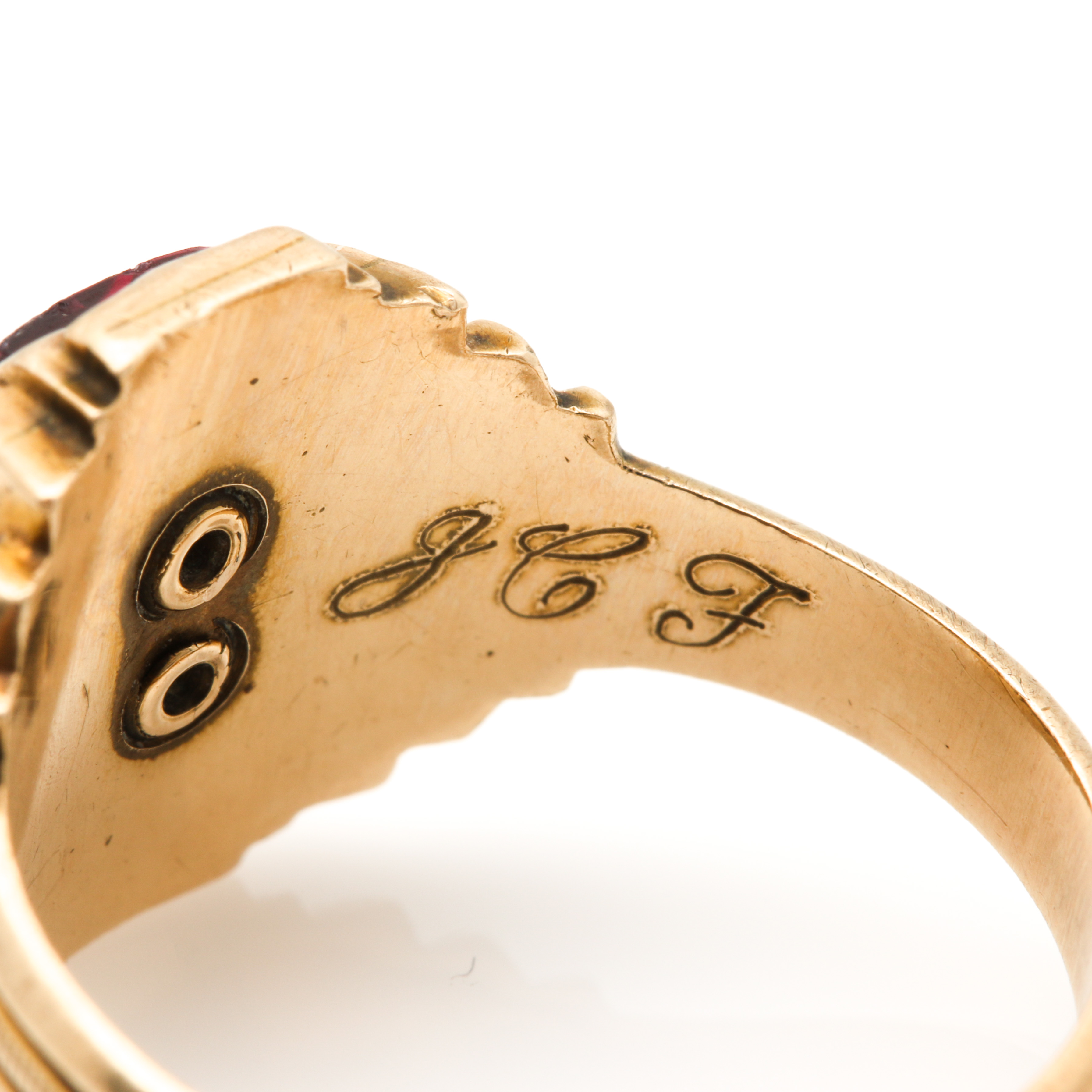 Vintage Herff Jones 10K Yellow Gold Ruby Class Ring