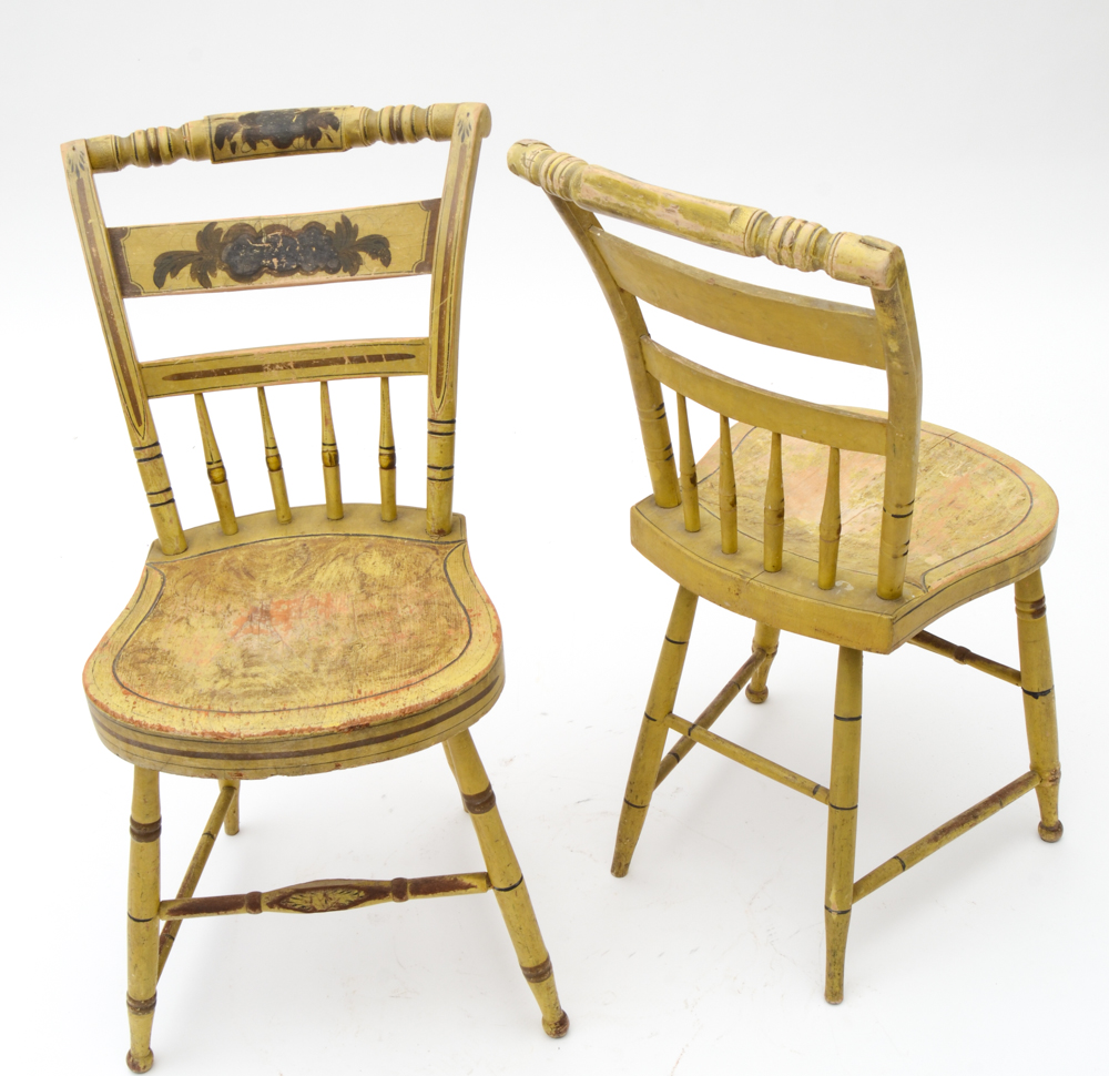 Antique Slat-Back Windsor Style Side Chairs by Spring & Haskell