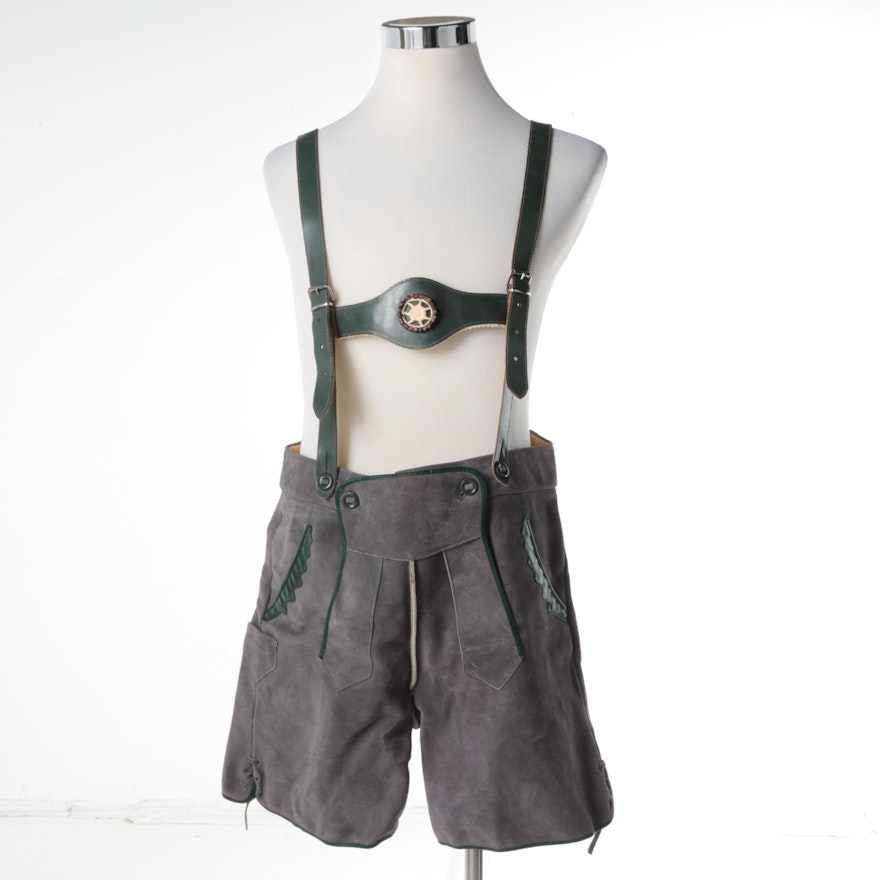 Men's Grey Leather Lederhosen