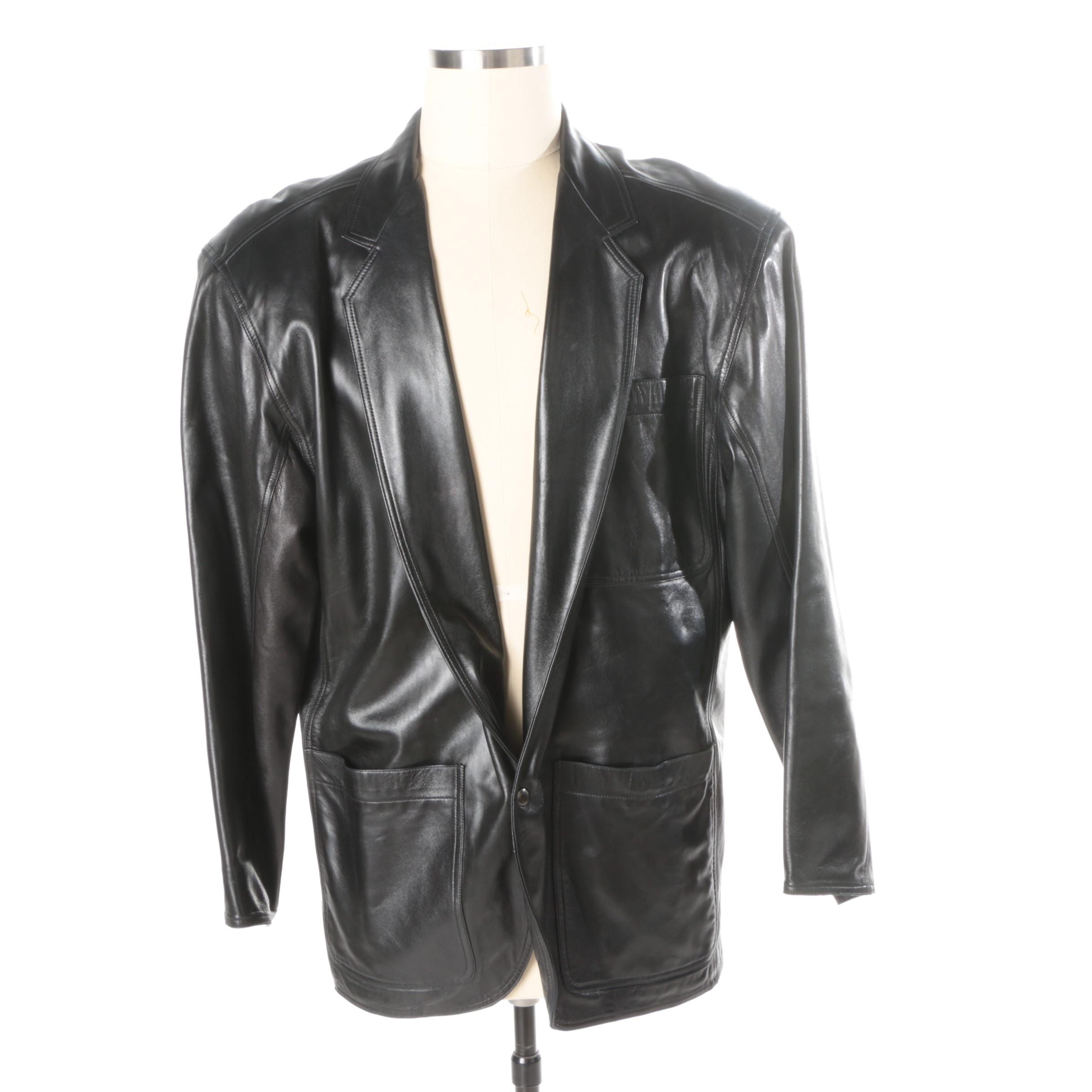 1980s Vintage Claude Montana Paris Leather Blazer