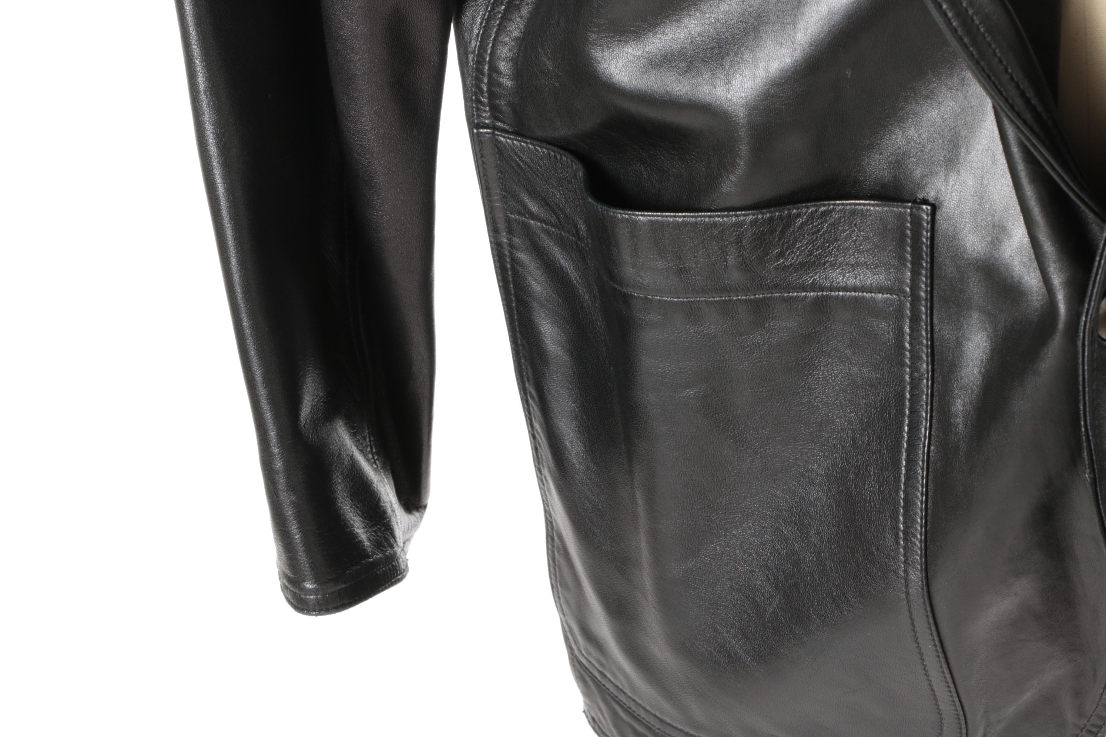 1980s Vintage Claude Montana Paris Leather Blazer