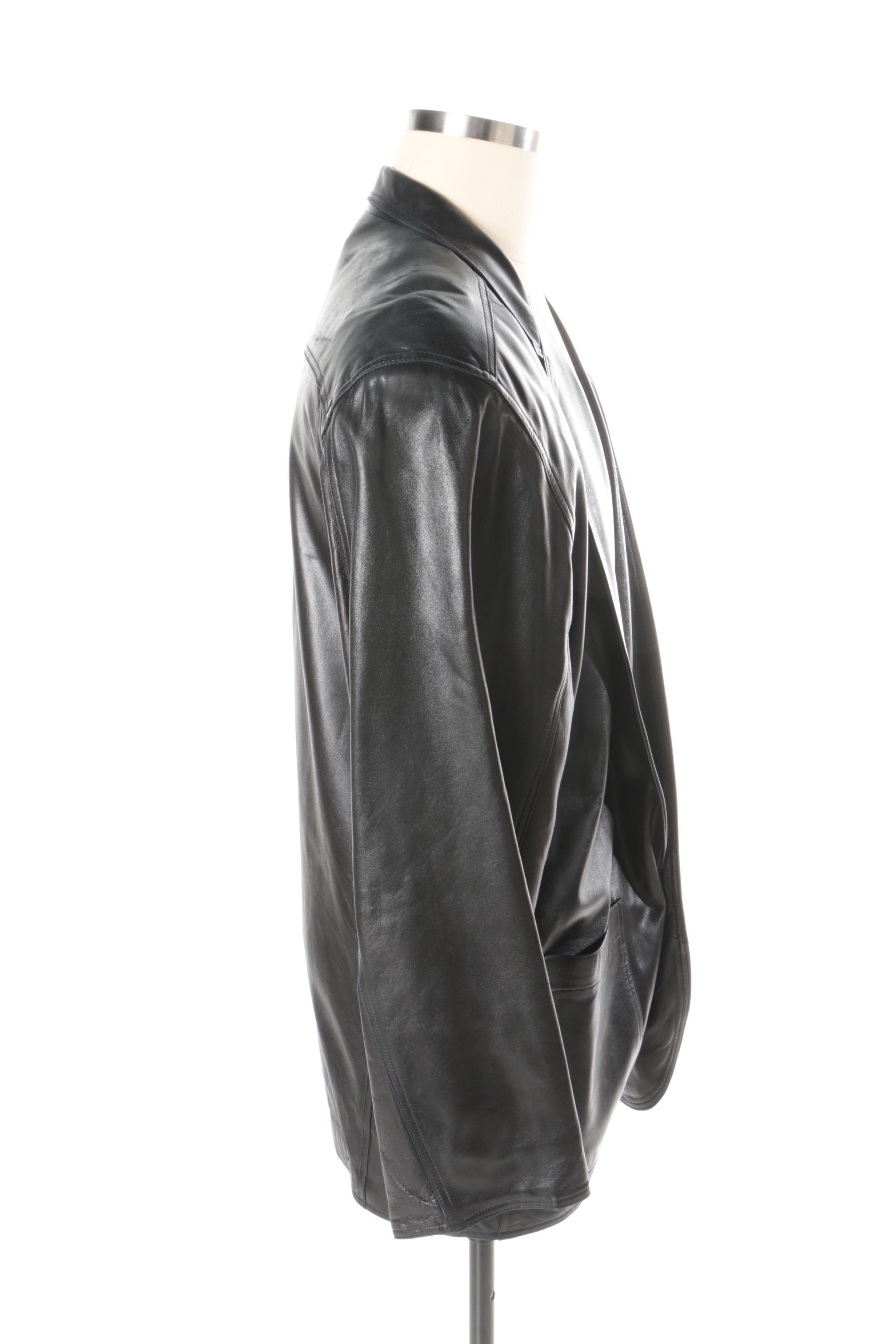 1980s Vintage Claude Montana Paris Leather Blazer