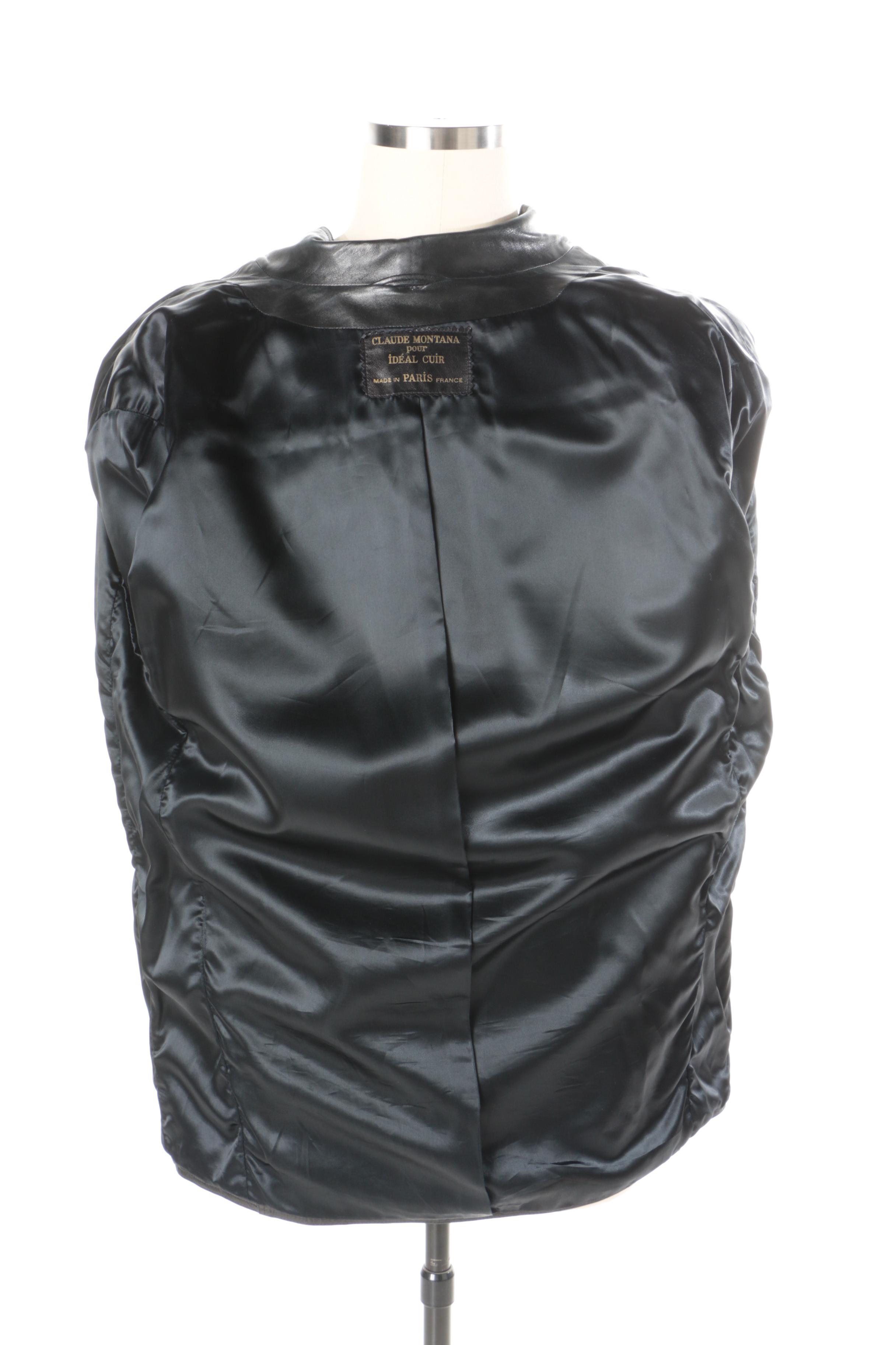 1980s Vintage Claude Montana Paris Leather Blazer