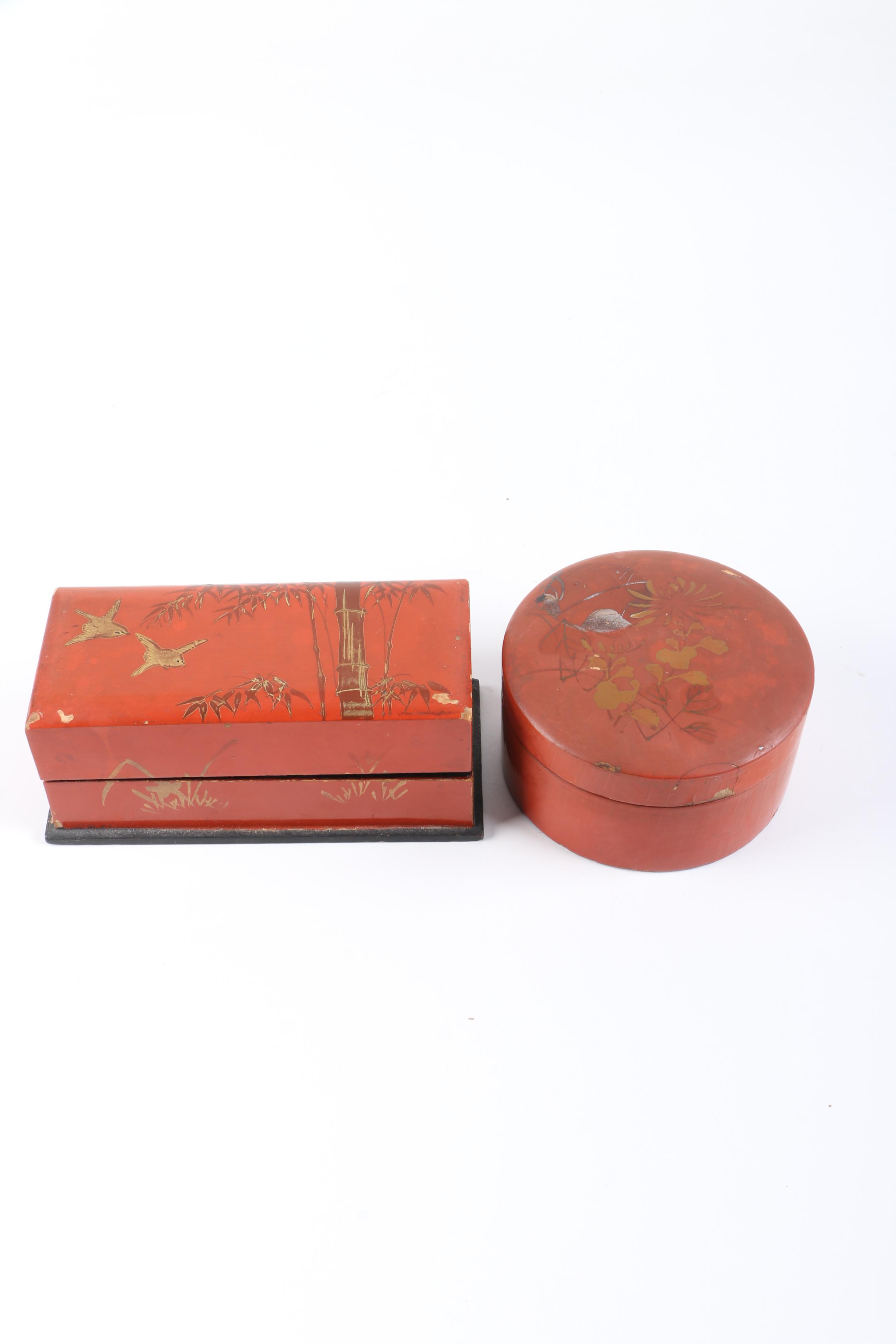 Asian Styled Trinket Boxes Featuring Vantine's