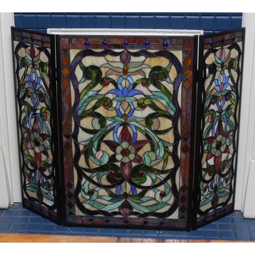 Stained Glass Fireplace Screen