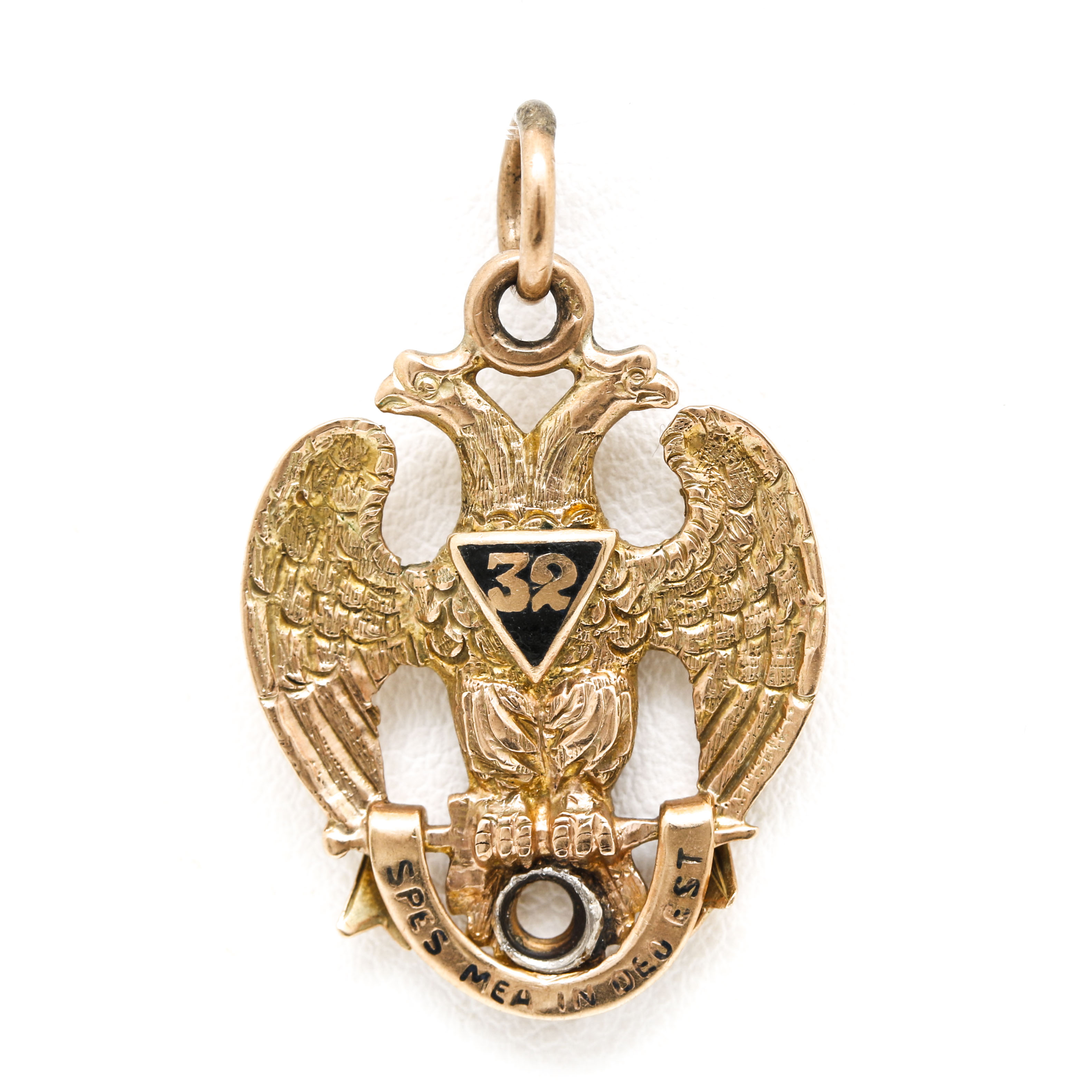 14K Yellow Gold Masonic 32nd Degree Double Headed Eagle Pendant