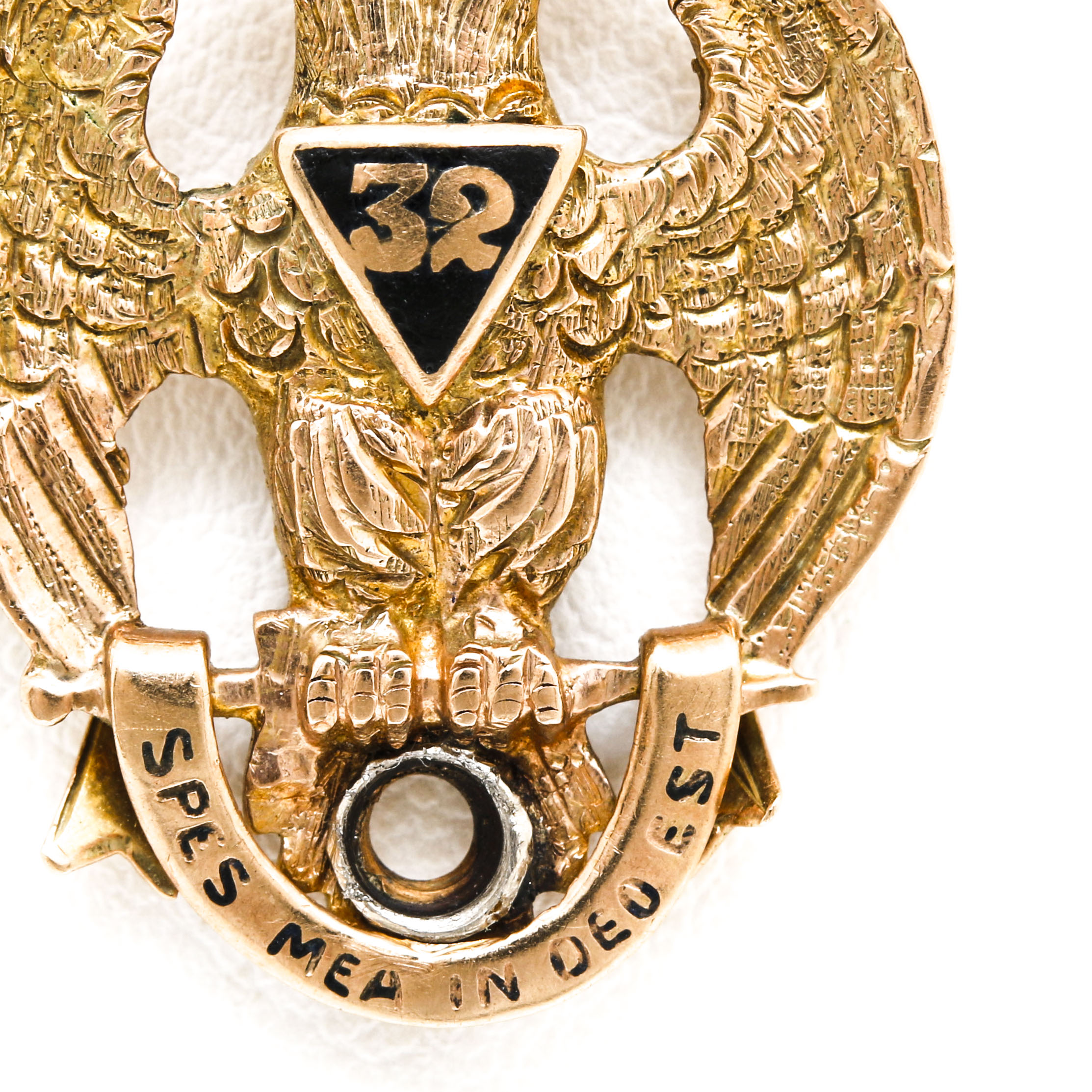 14K Yellow Gold Masonic 32nd Degree Double Headed Eagle Pendant