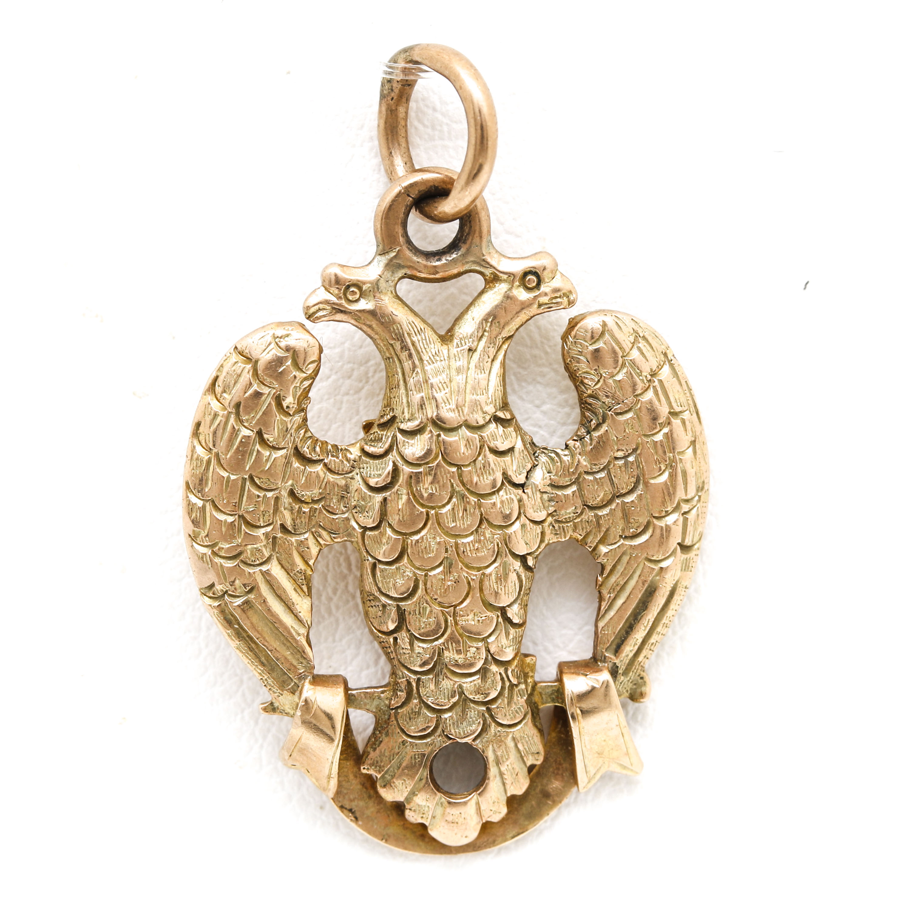 14K Yellow Gold Masonic 32nd Degree Double Headed Eagle Pendant