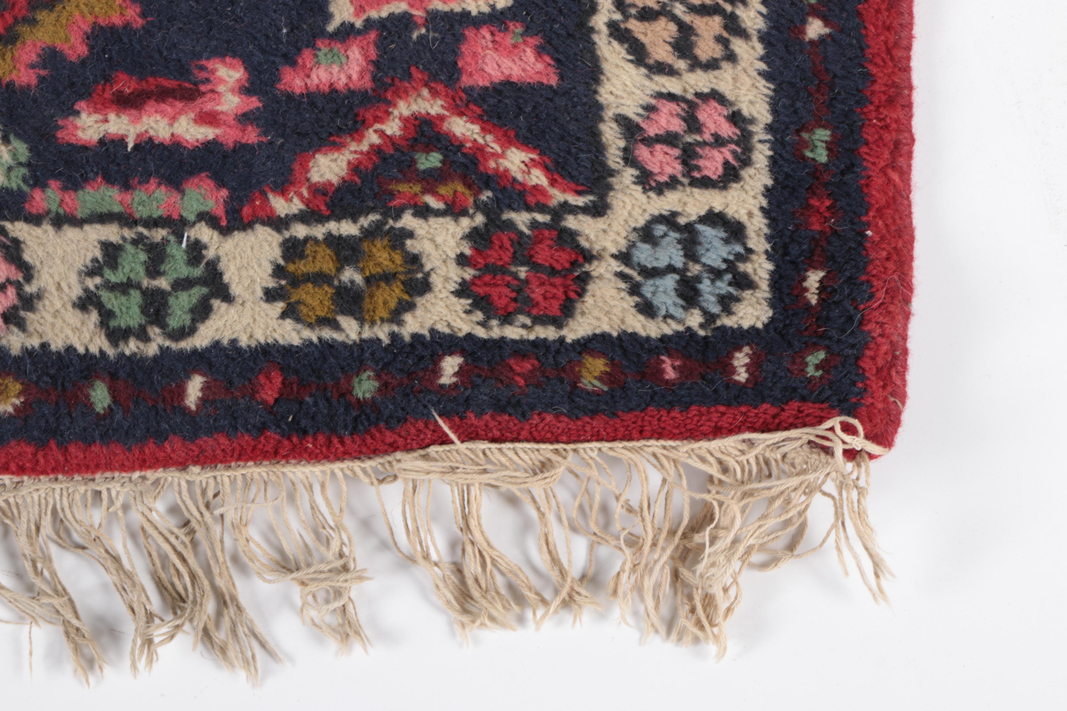Vintage Hand-Knotted Kazak Style Wool Carpet Runner