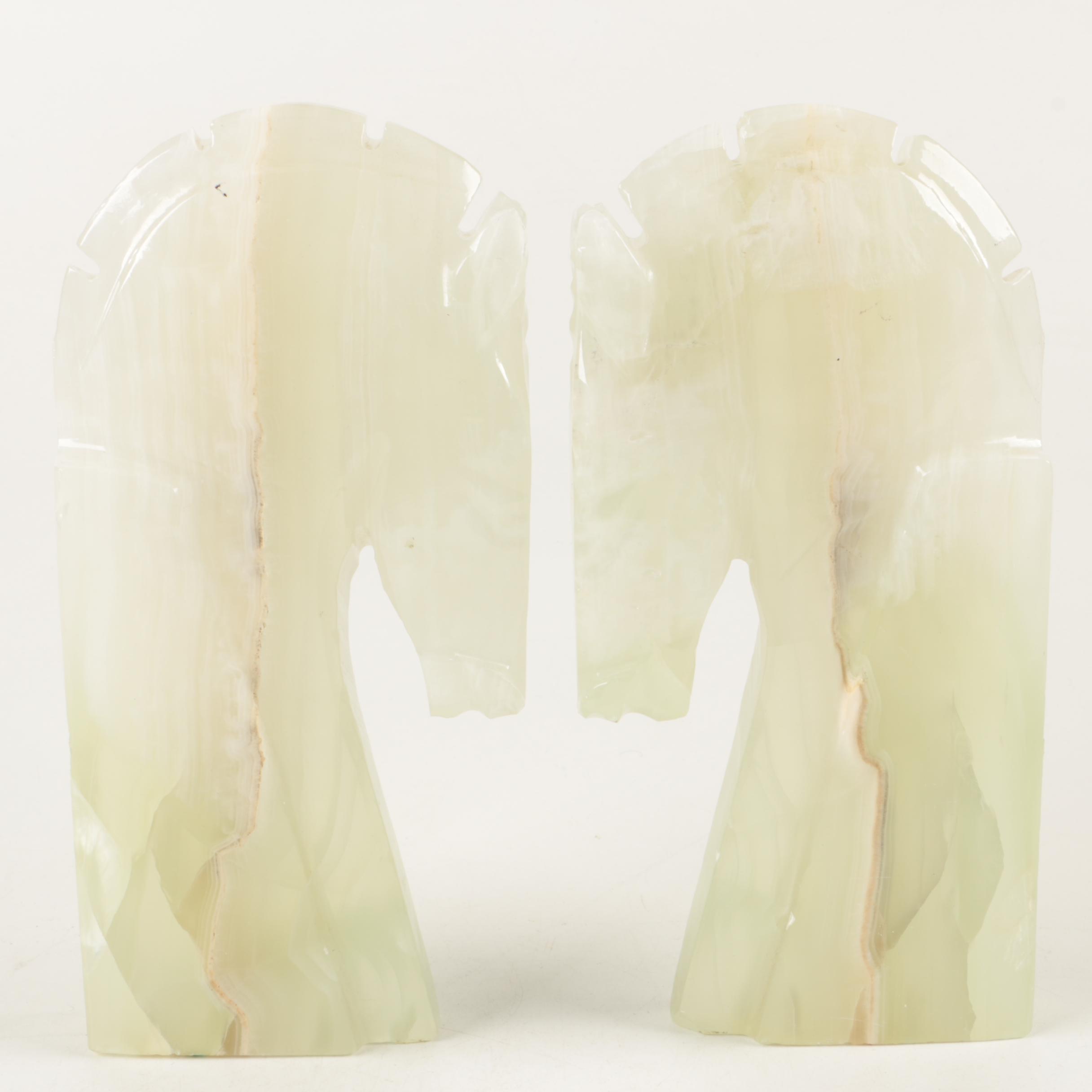 Banded Calcite Horse Head Bookends