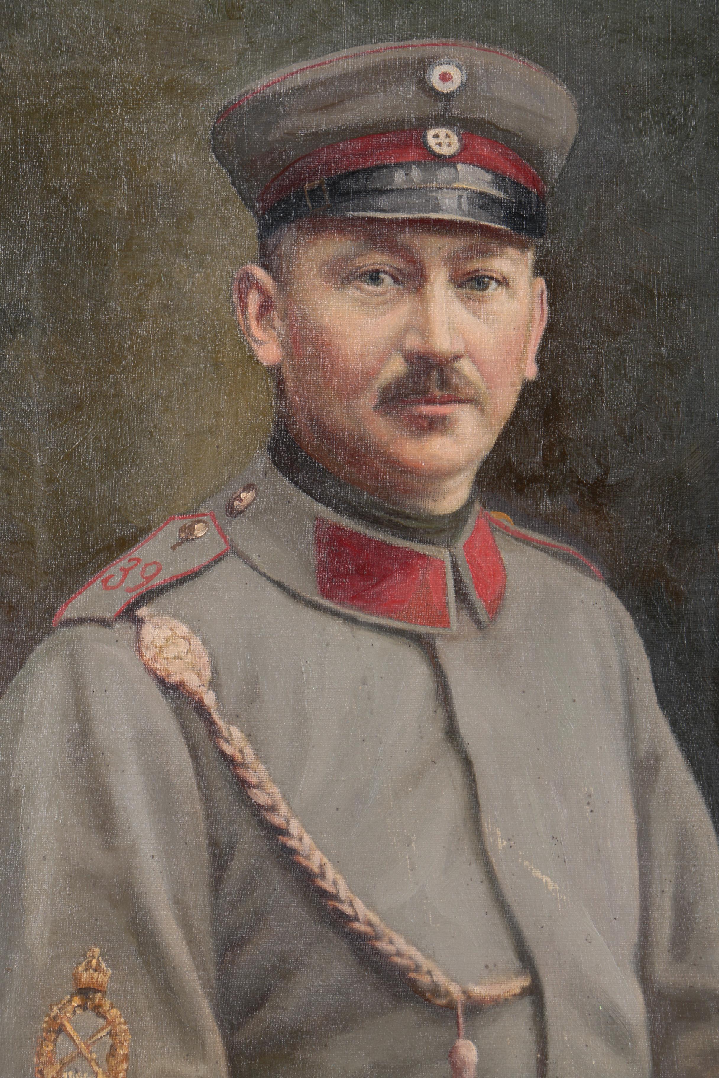 Oil Painting on Canvas of World War One German Soldier