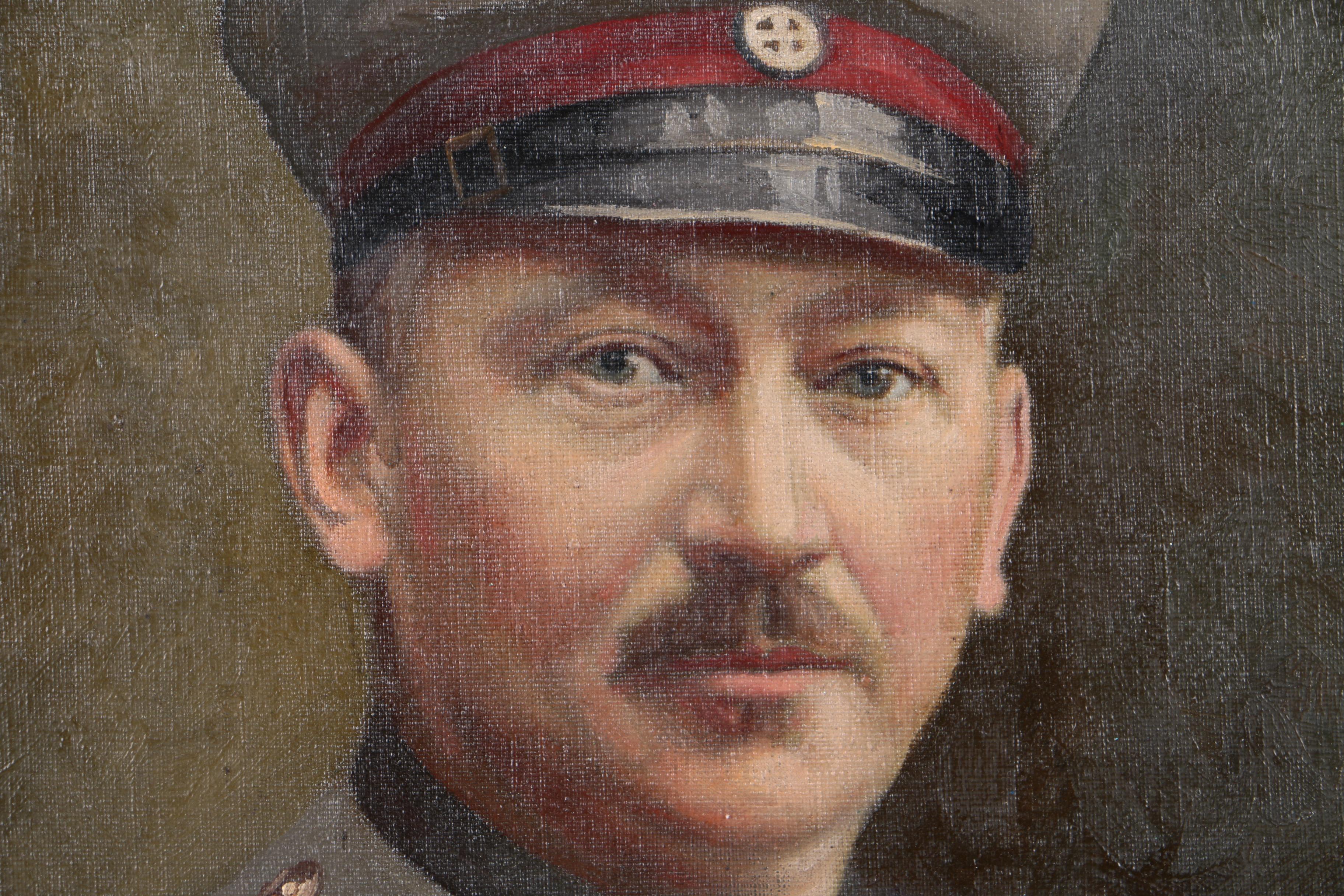 Oil Painting on Canvas of World War One German Soldier
