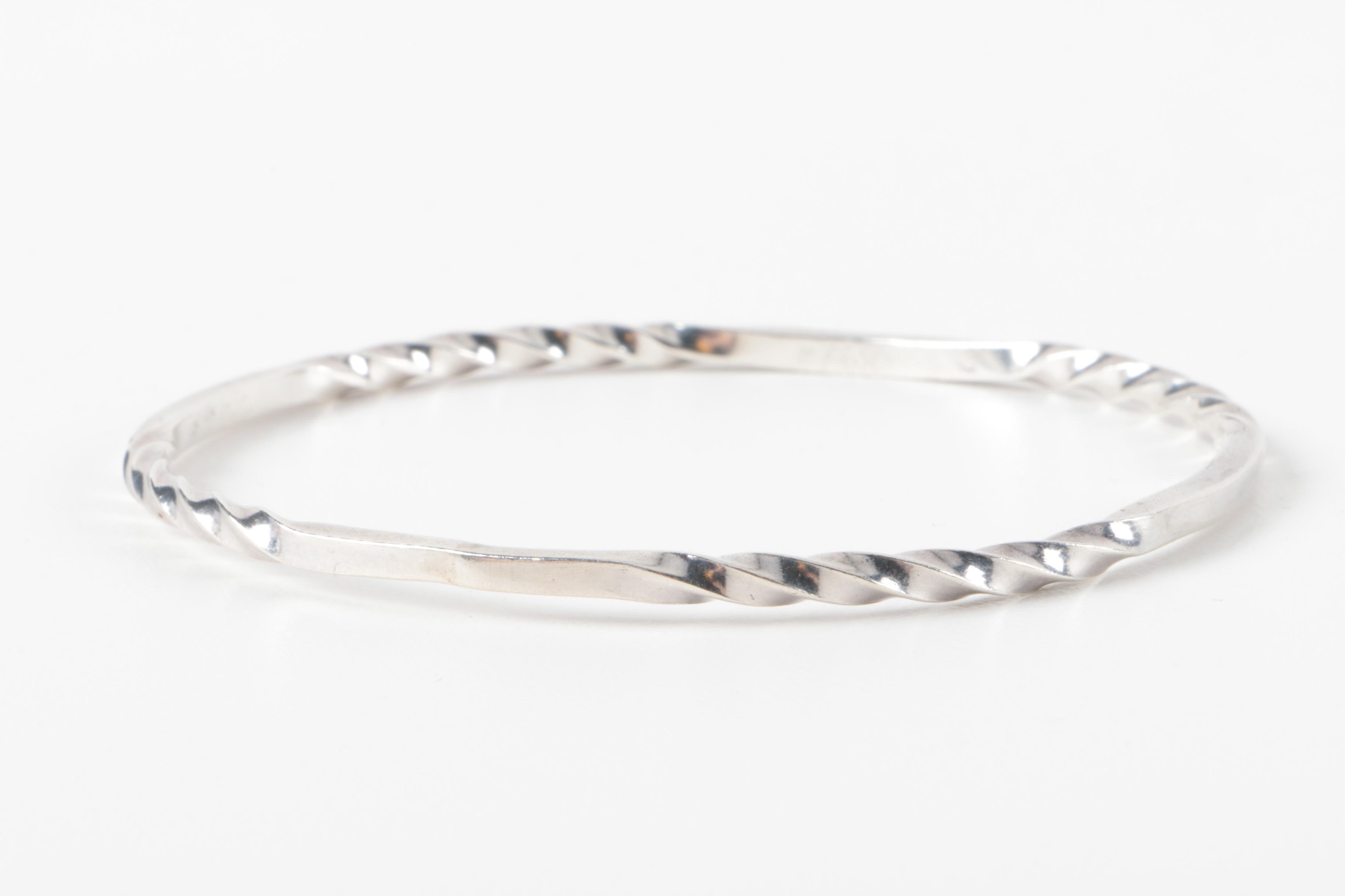 Grouping of Sterling Silver Bangles and Hinged Cuff Bracelet