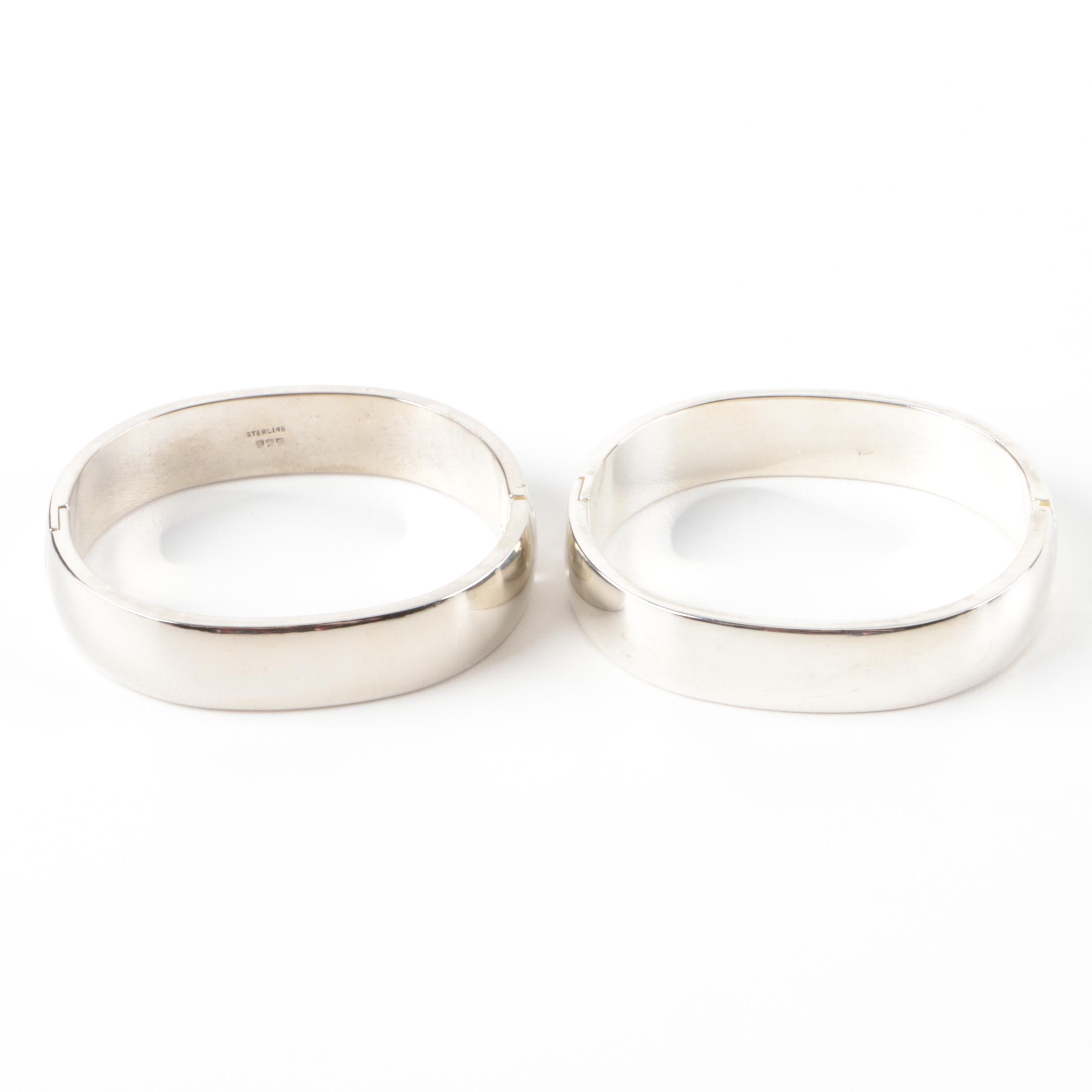 Pair of Sterling Silver Hinged Cuff Bracelets