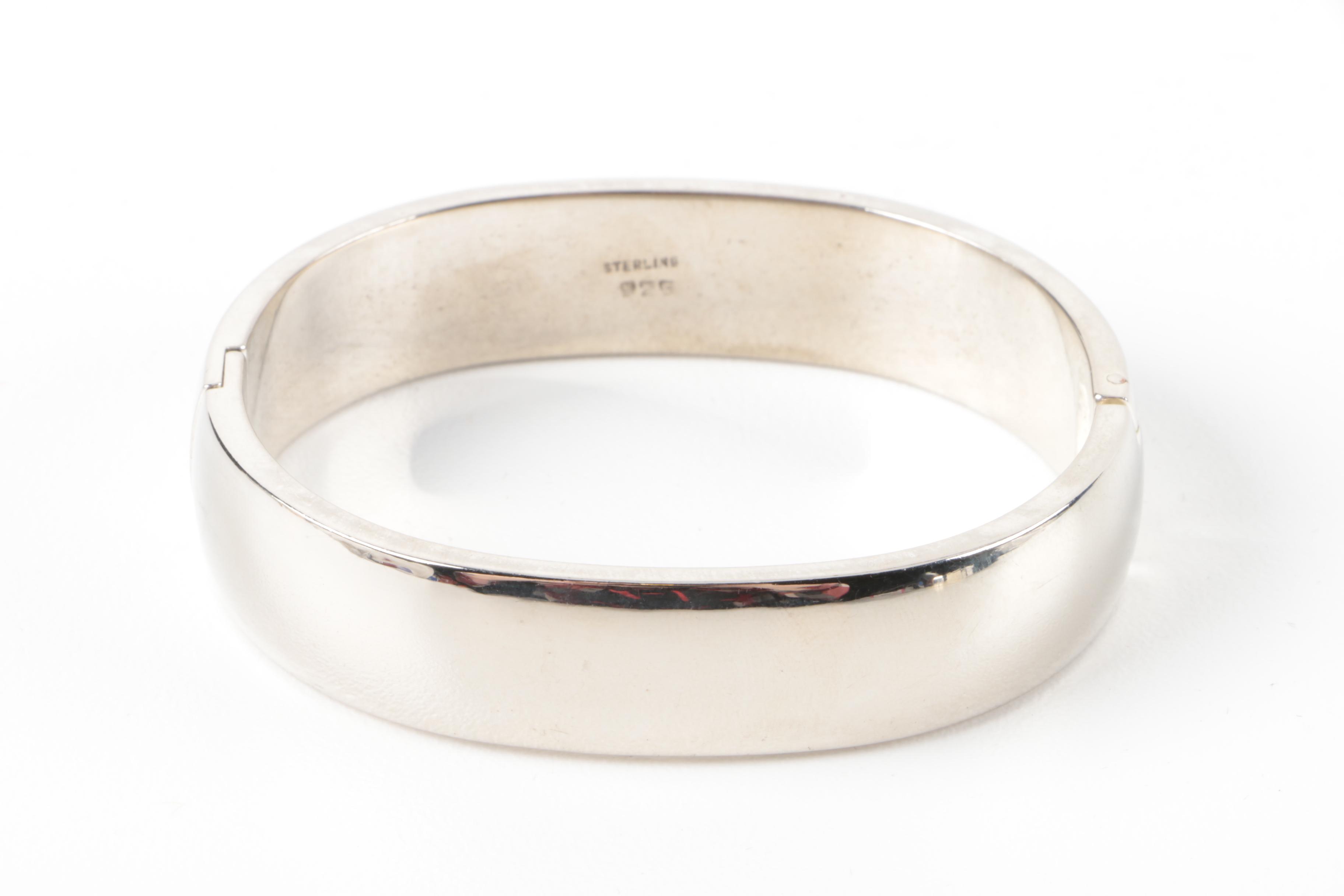 Pair of Sterling Silver Hinged Cuff Bracelets